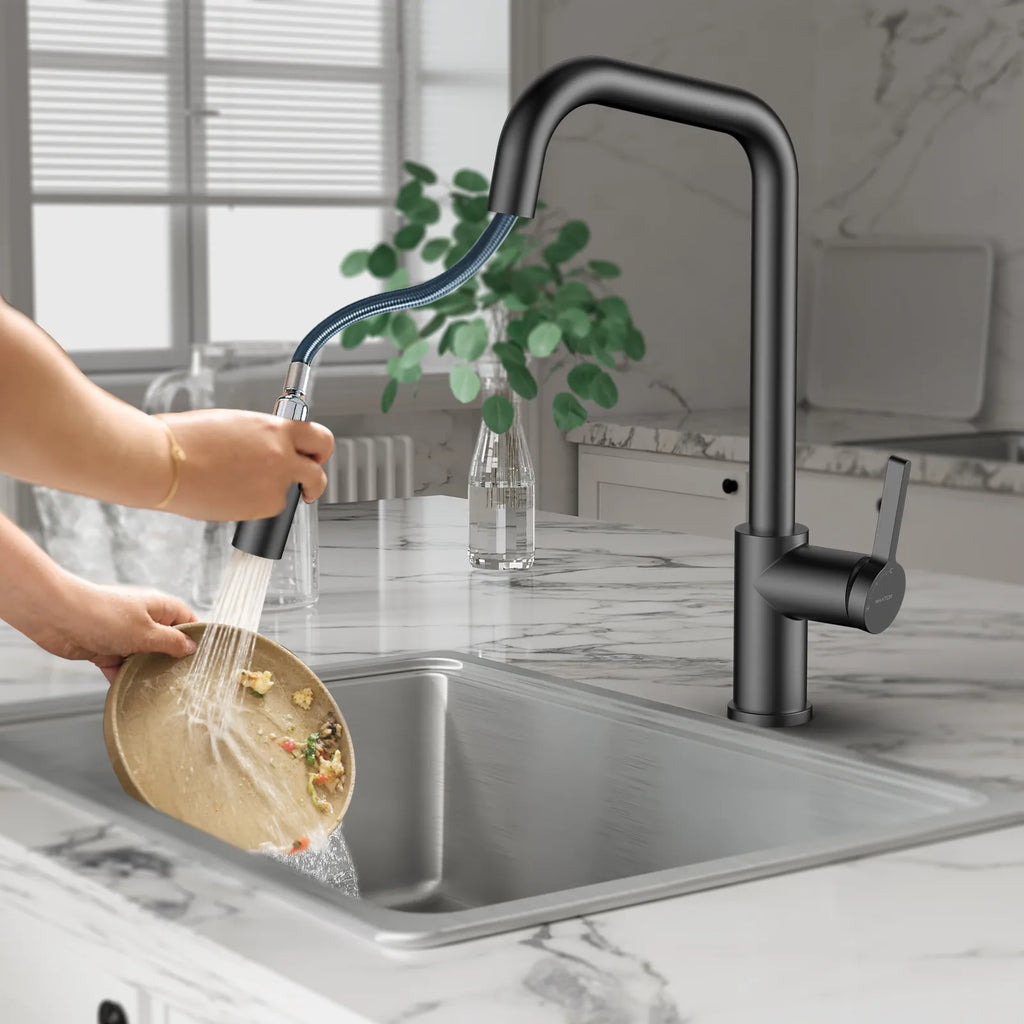 Pull-Down Kitchen Faucet with Dual-Function Brass Spray Head-KFB1051C