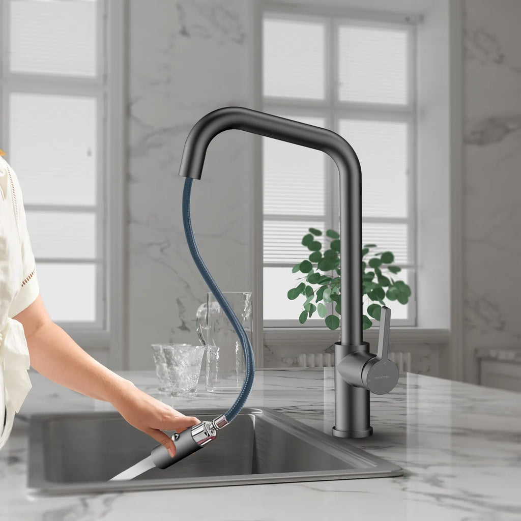 Pull-Down Kitchen Faucet with Dual-Function Brass Spray Head-KFB1051C