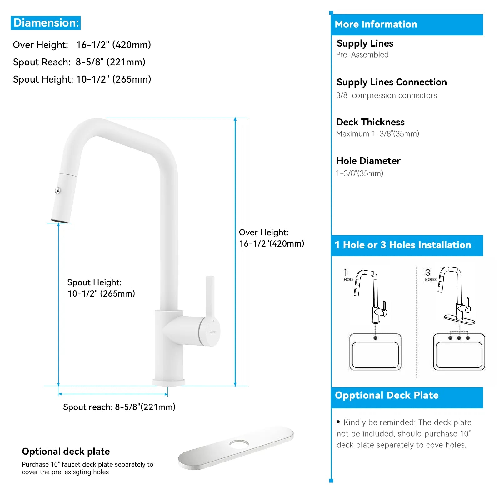 Pull-Down Kitchen Faucet with Dual-Function Brass Spray Head-KFB1051C