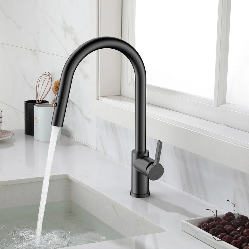Chrome Pull-Down Kitchen Faucet – Dual-Function Brass Spray – KFB1051CH