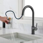 Chrome Pull-Down Kitchen Faucet – Dual-Function Brass Spray – KFB1051CH