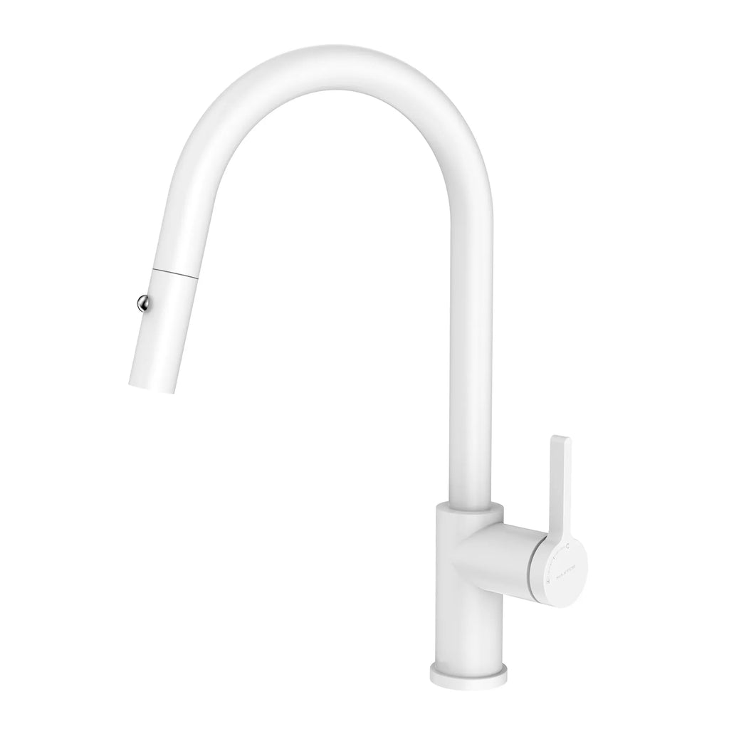 Chrome Pull-Down Kitchen Faucet – Dual-Function Brass Spray – KFB1051CH Matte White