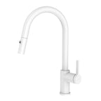 Chrome Pull-Down Kitchen Faucet – Dual-Function Brass Spray – KFB1051CH Matte White