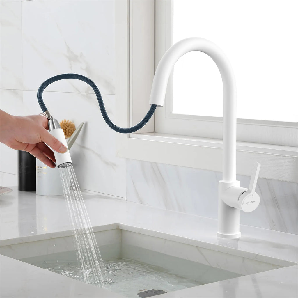 Chrome Pull-Down Kitchen Faucet – Dual-Function Brass Spray – KFB1051CH