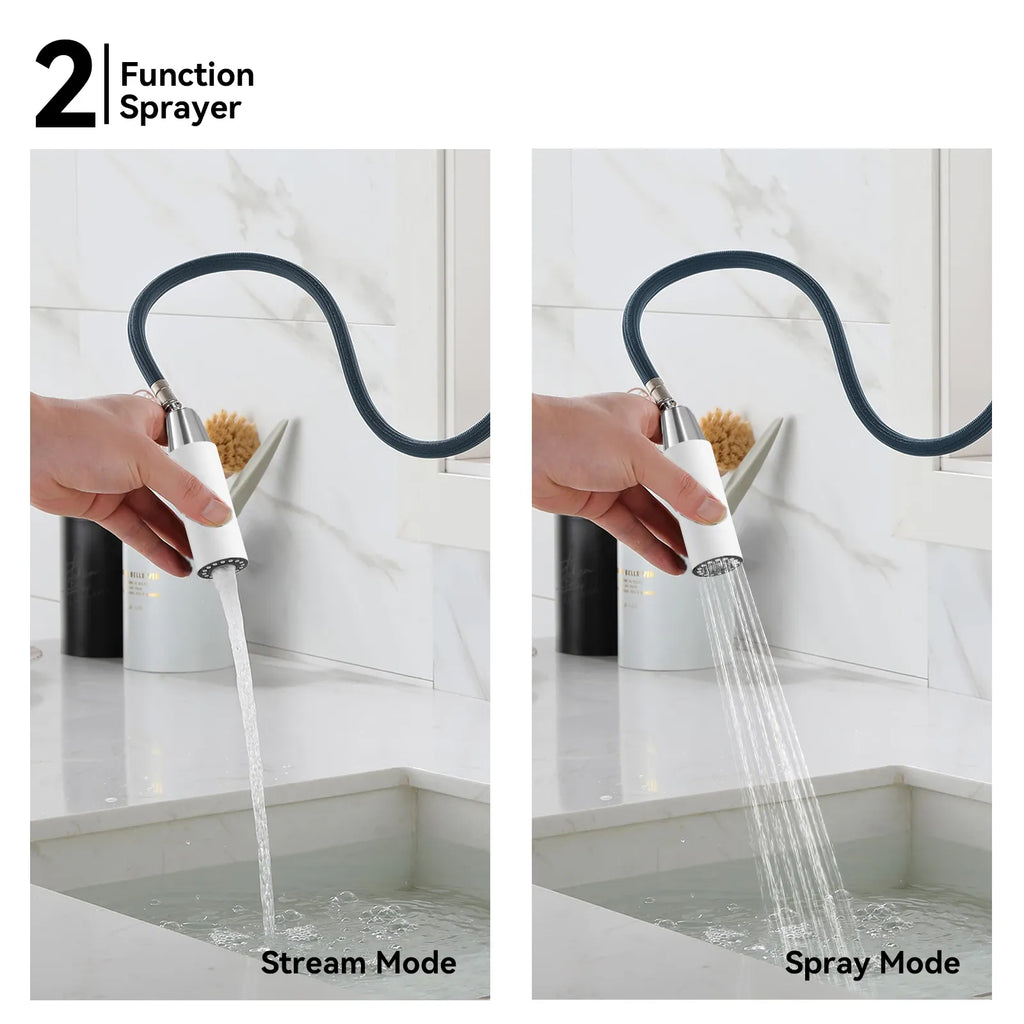 Chrome Pull-Down Kitchen Faucet – Dual-Function Brass Spray – KFB1051CH