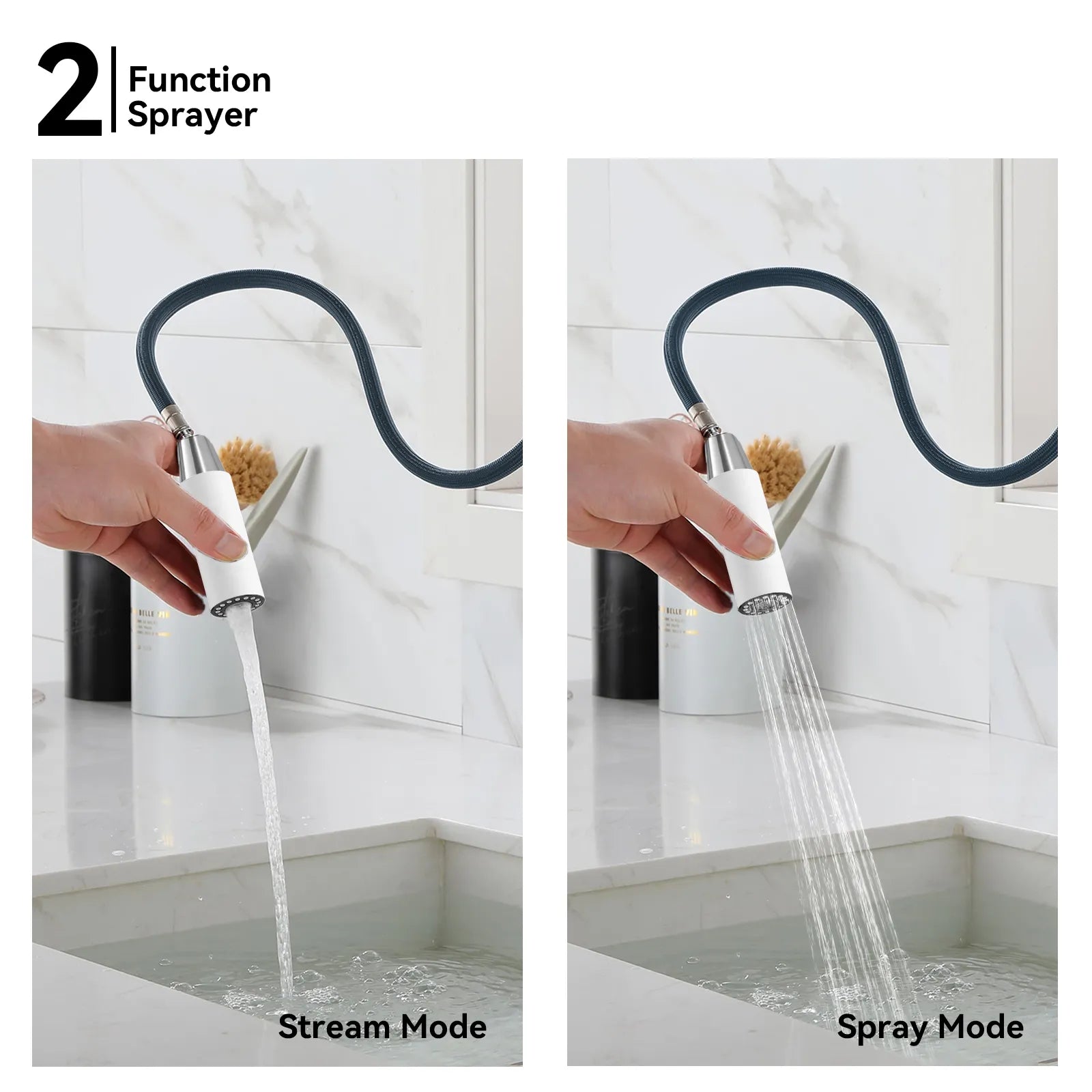 Chrome Pull-Down Kitchen Faucet – Dual-Function Brass Spray – KFB1051CH
