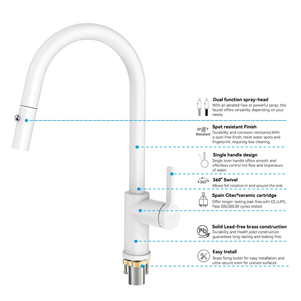 Chrome Pull-Down Kitchen Faucet – Dual-Function Brass Spray – KFB1051CH
