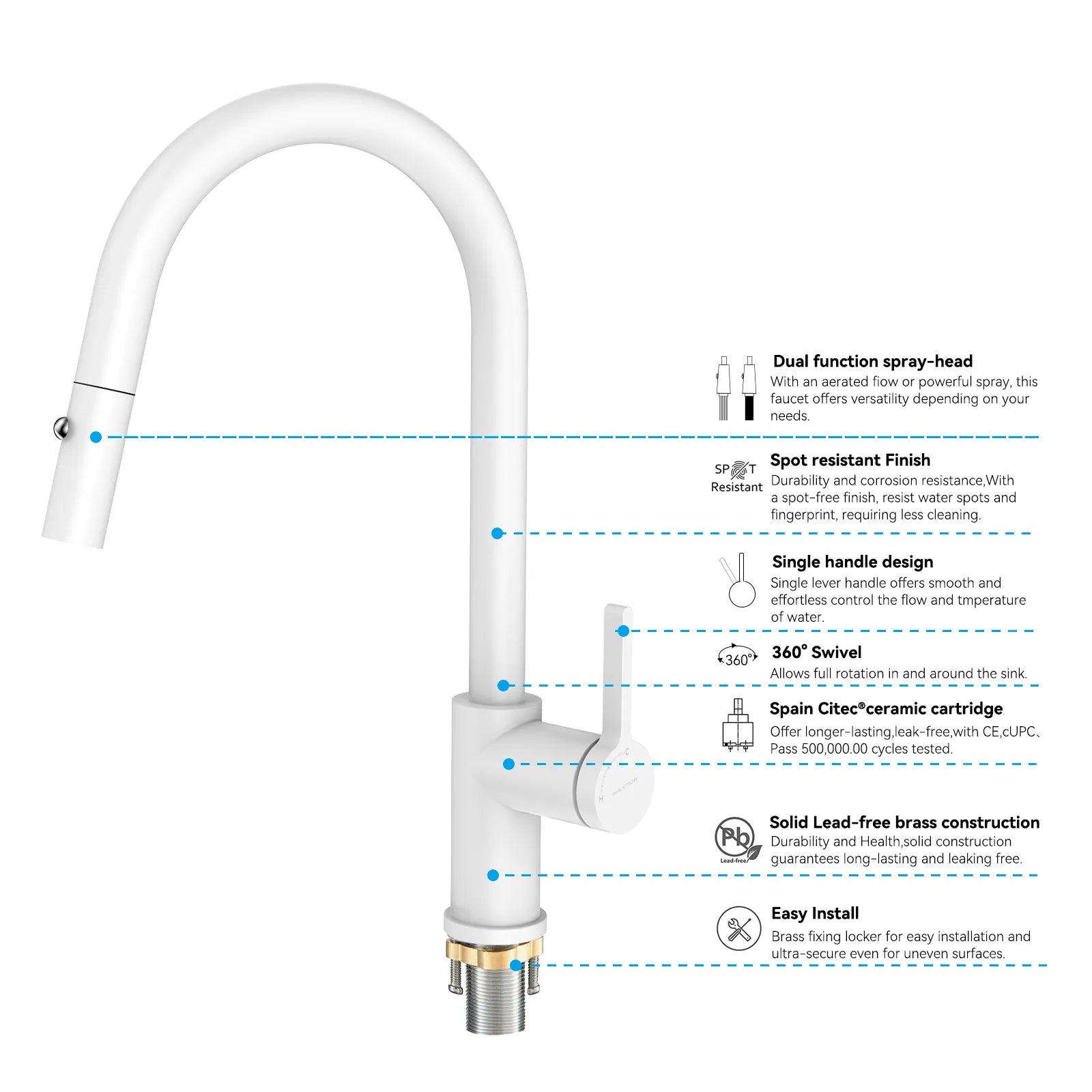 Chrome Pull-Down Kitchen Faucet – Dual-Function Brass Spray – KFB1051CH