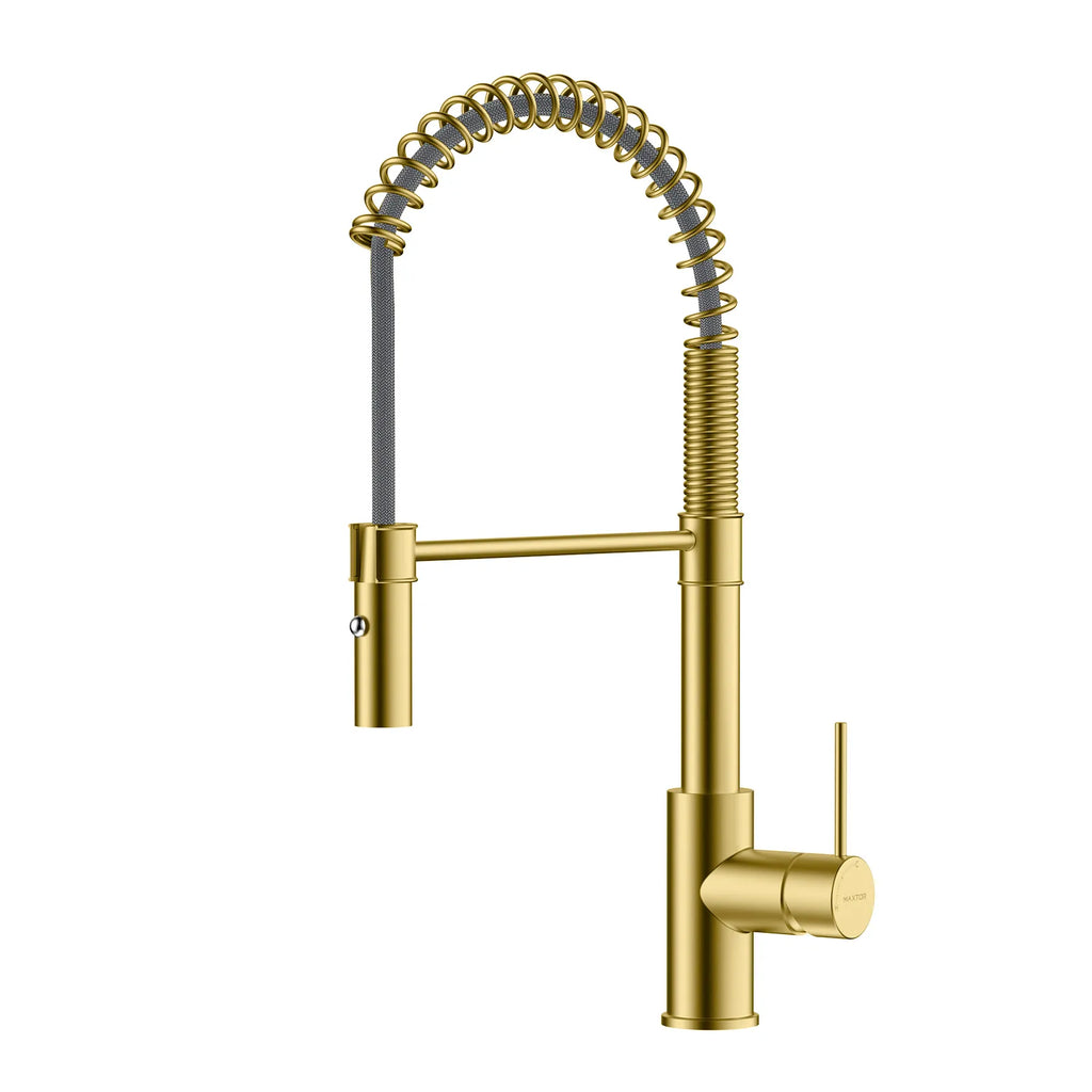 Commercial Style Pull-Down Kitchen Faucet – Dual-Function Spring Spray – KFB1053 Brushed Gold