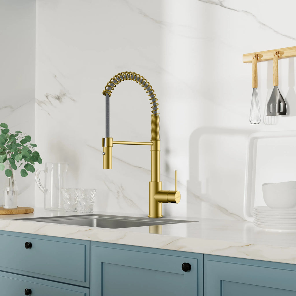 Commercial Style Pull-Down Kitchen Faucet – Dual-Function Spring Spray – KFB1053