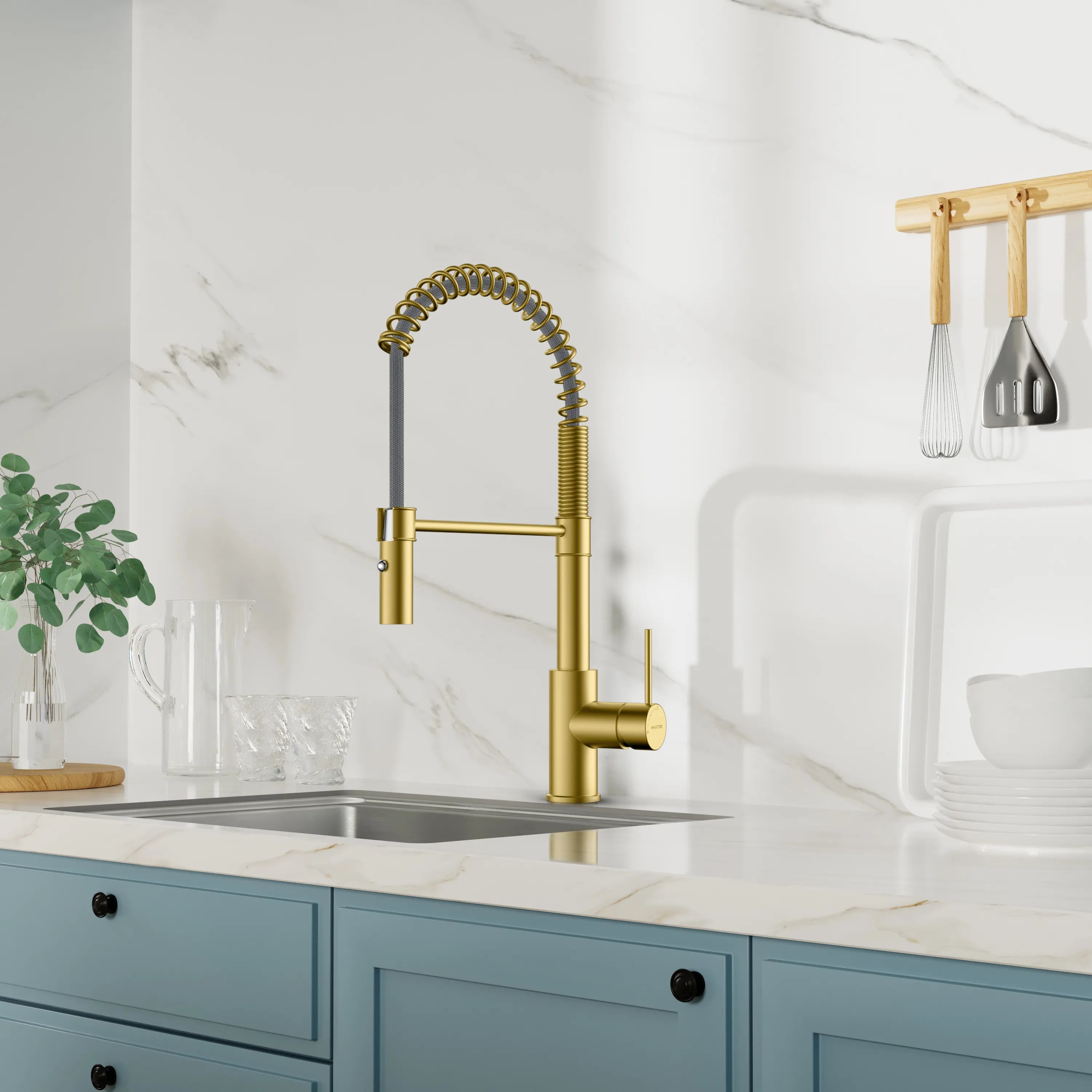 Commercial Style Pull-Down Kitchen Faucet – Dual-Function Spring Spray – KFB1053