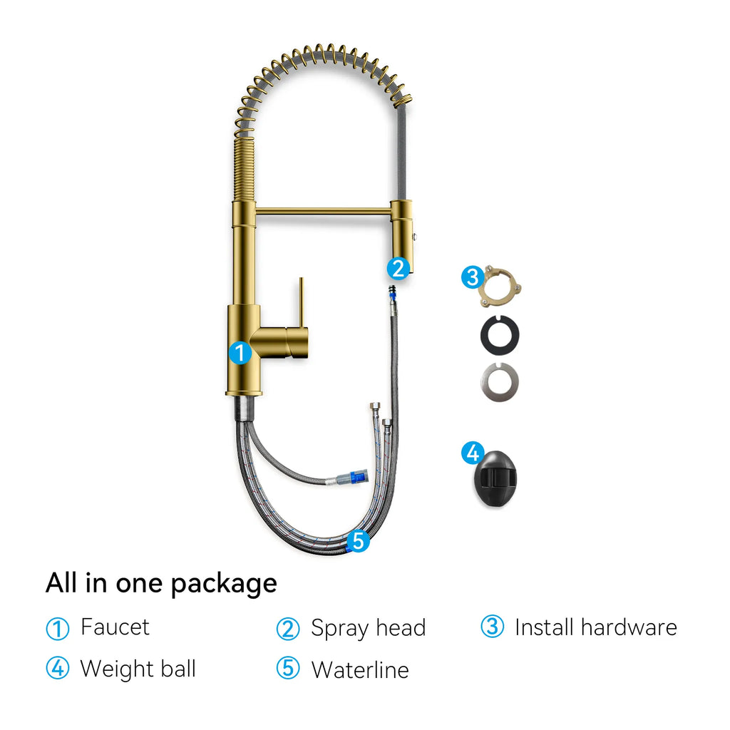 Commercial Style Pull-Down Kitchen Faucet – Dual-Function Spring Spray – KFB1053