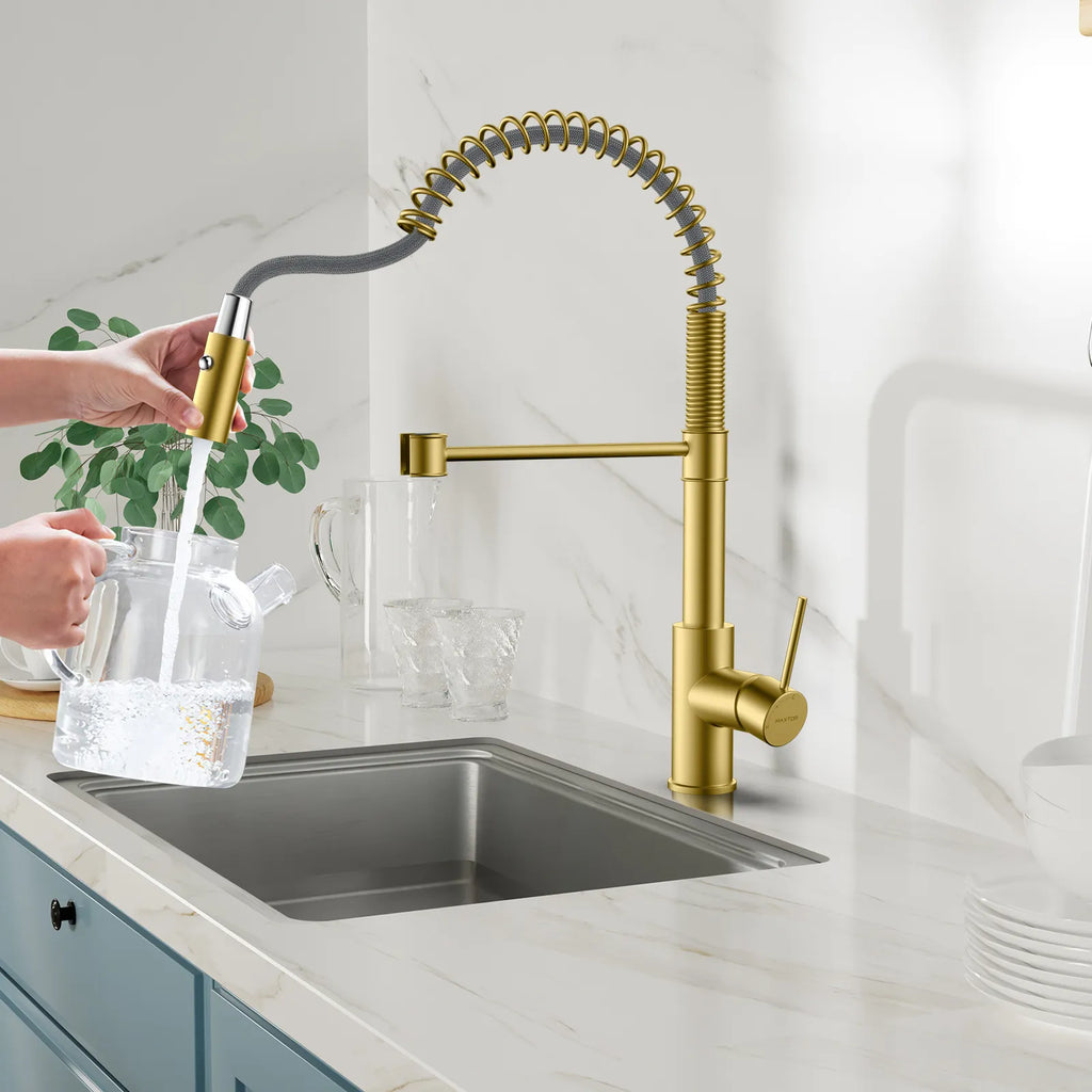 Commercial Style Pull-Down Kitchen Faucet – Dual-Function Spring Spray – KFB1053