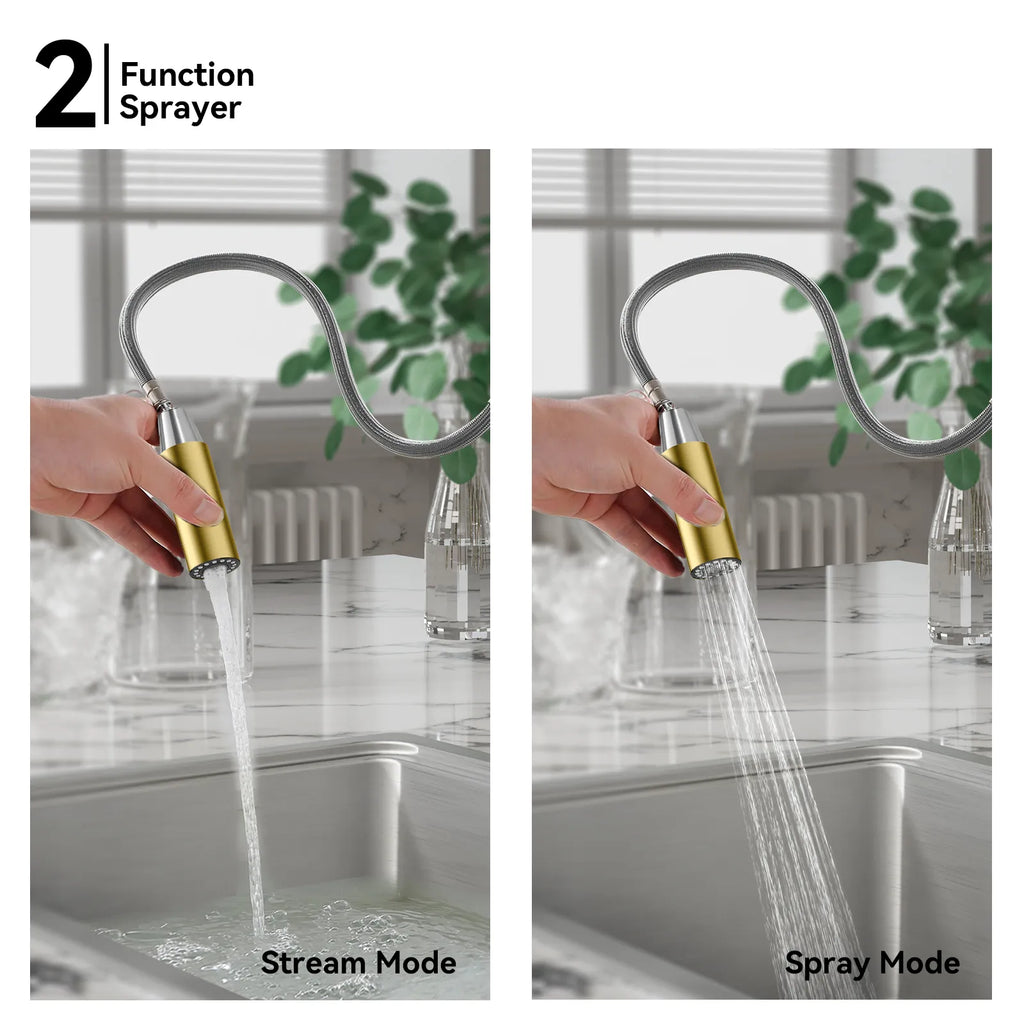 Commercial Style Pull-Down Kitchen Faucet – Dual-Function Spring Spray – KFB1053
