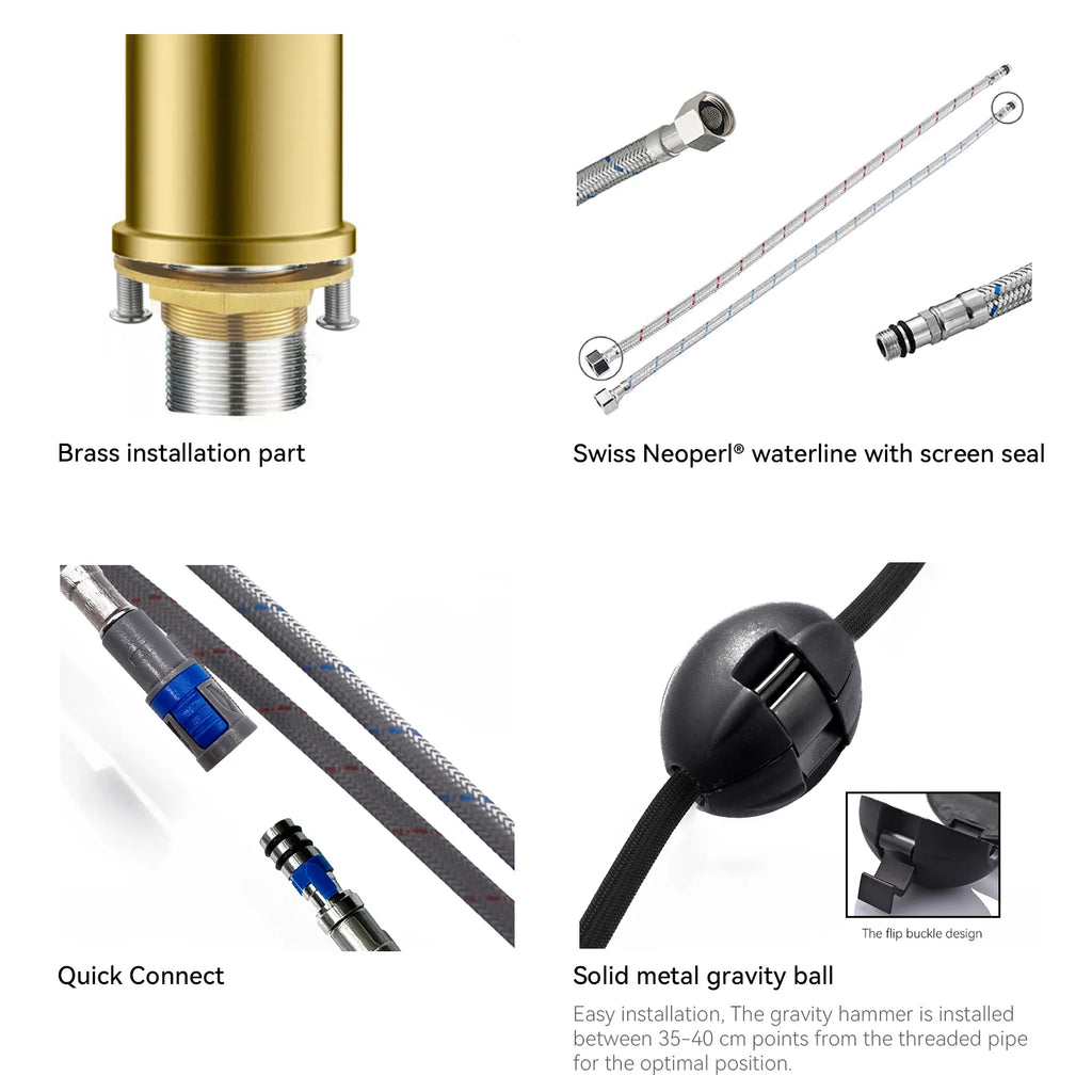 Commercial Style Pull-Down Kitchen Faucet – Dual-Function Spring Spray – KFB1053