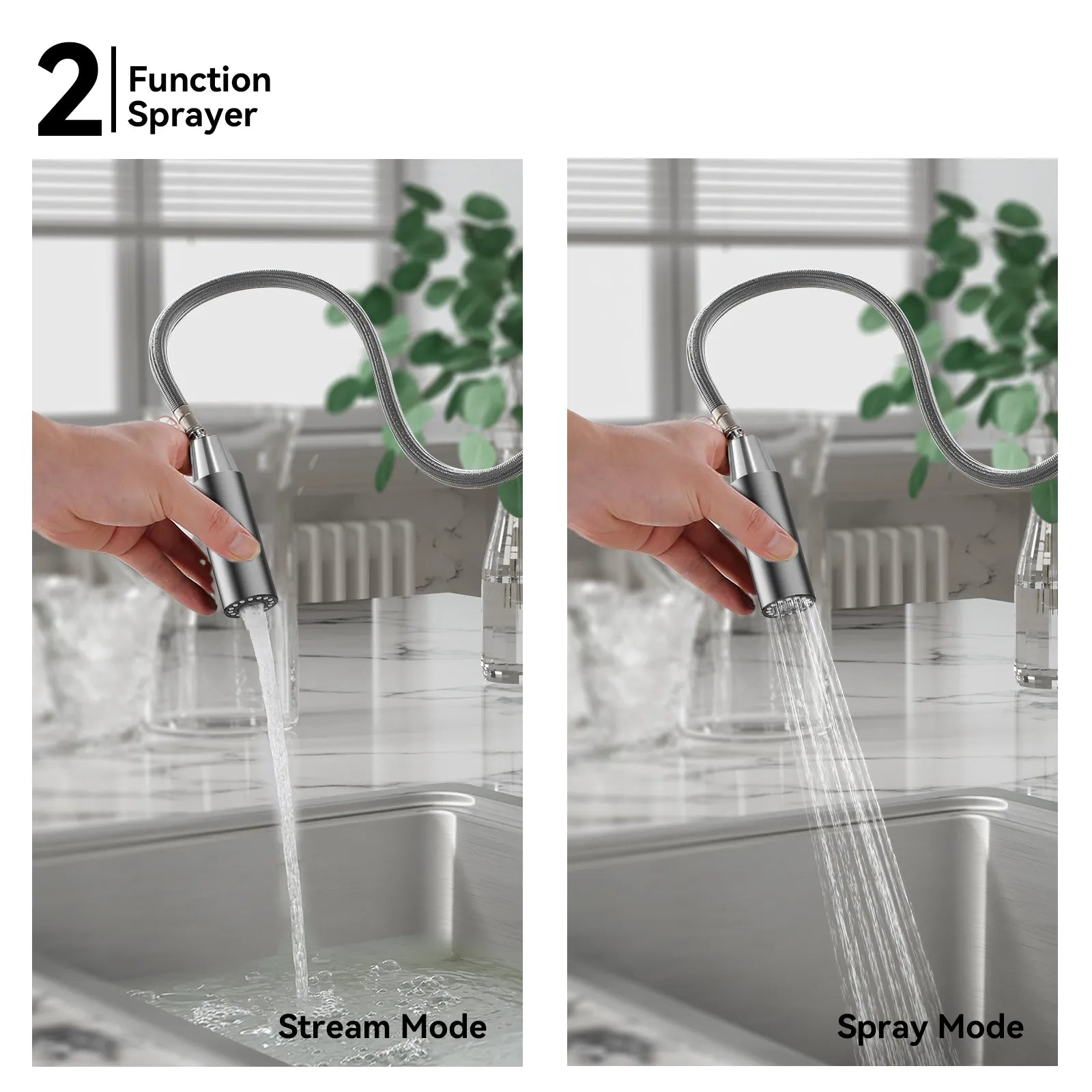 Commercial Style Pull-Down Kitchen Faucet – Dual-Function Spring Spray – KFB1053