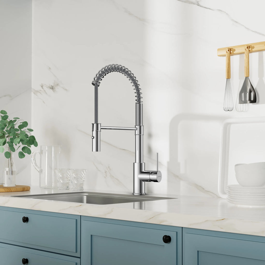 Commercial Style Pull-Down Kitchen Faucet – Dual-Function Spring Spray – KFB1053