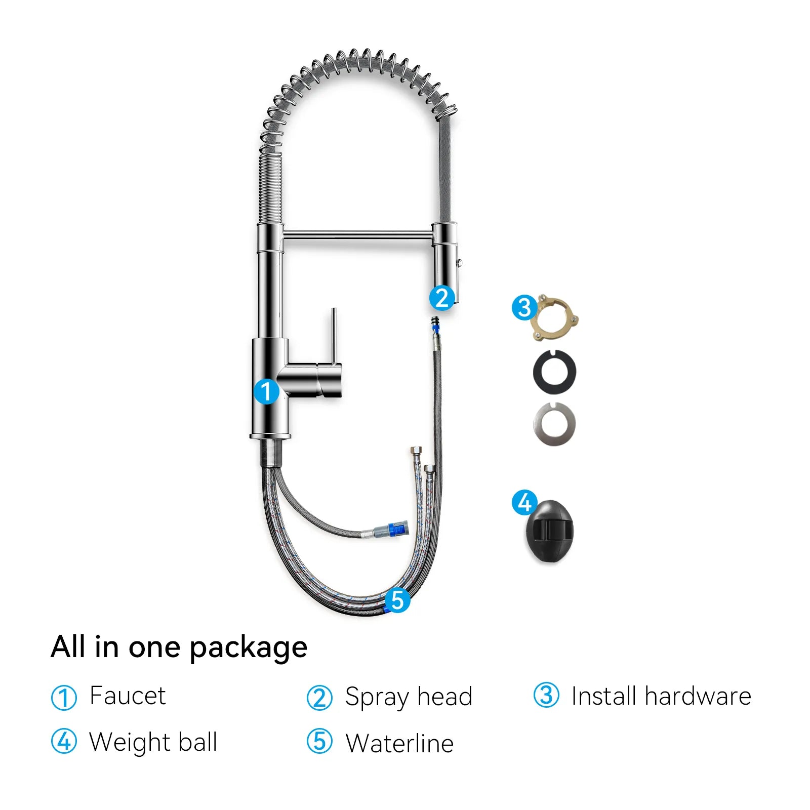 Commercial Style Pull-Down Kitchen Faucet – Dual-Function Spring Spray – KFB1053
