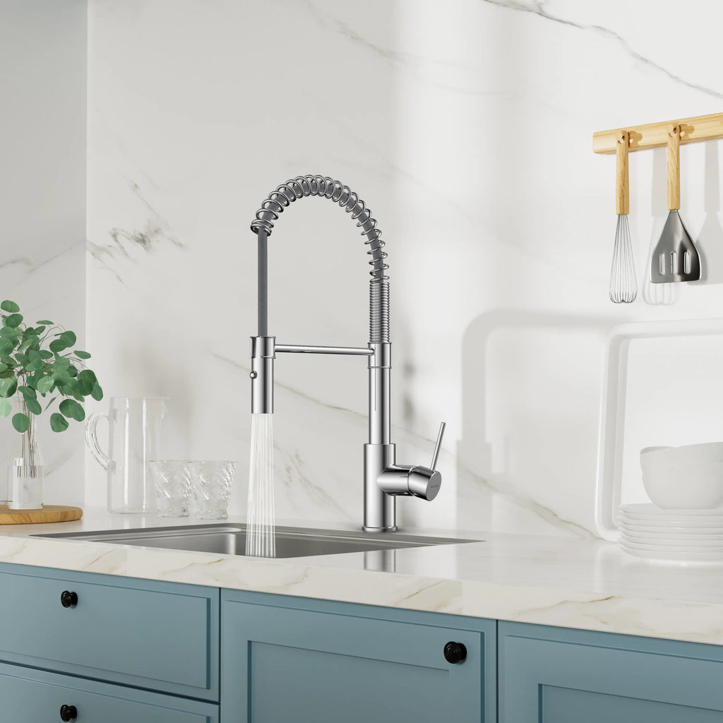 Commercial Style Pull-Down Kitchen Faucet – Dual-Function Spring Spray – KFB1053