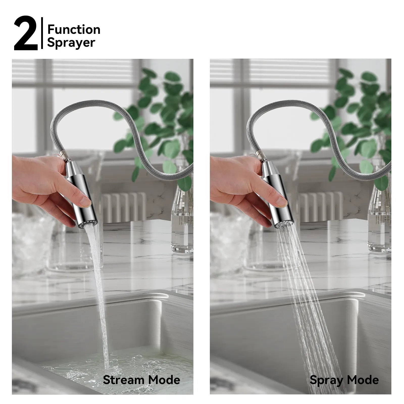 Commercial Style Pull-Down Kitchen Faucet – Dual-Function Spring Spray – KFB1053