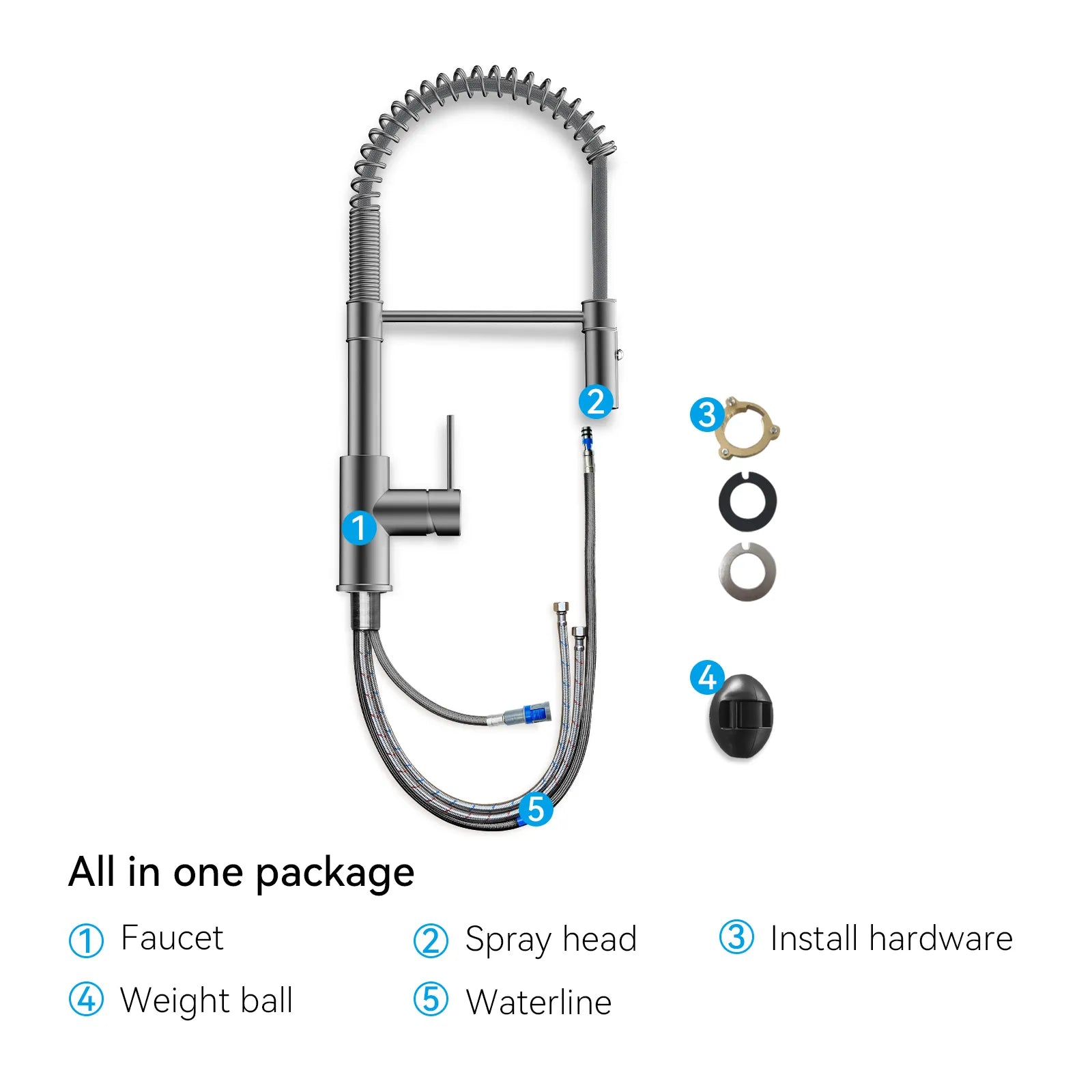 Commercial Style Pull-Down Kitchen Faucet – Dual-Function Spring Spray – KFB1053