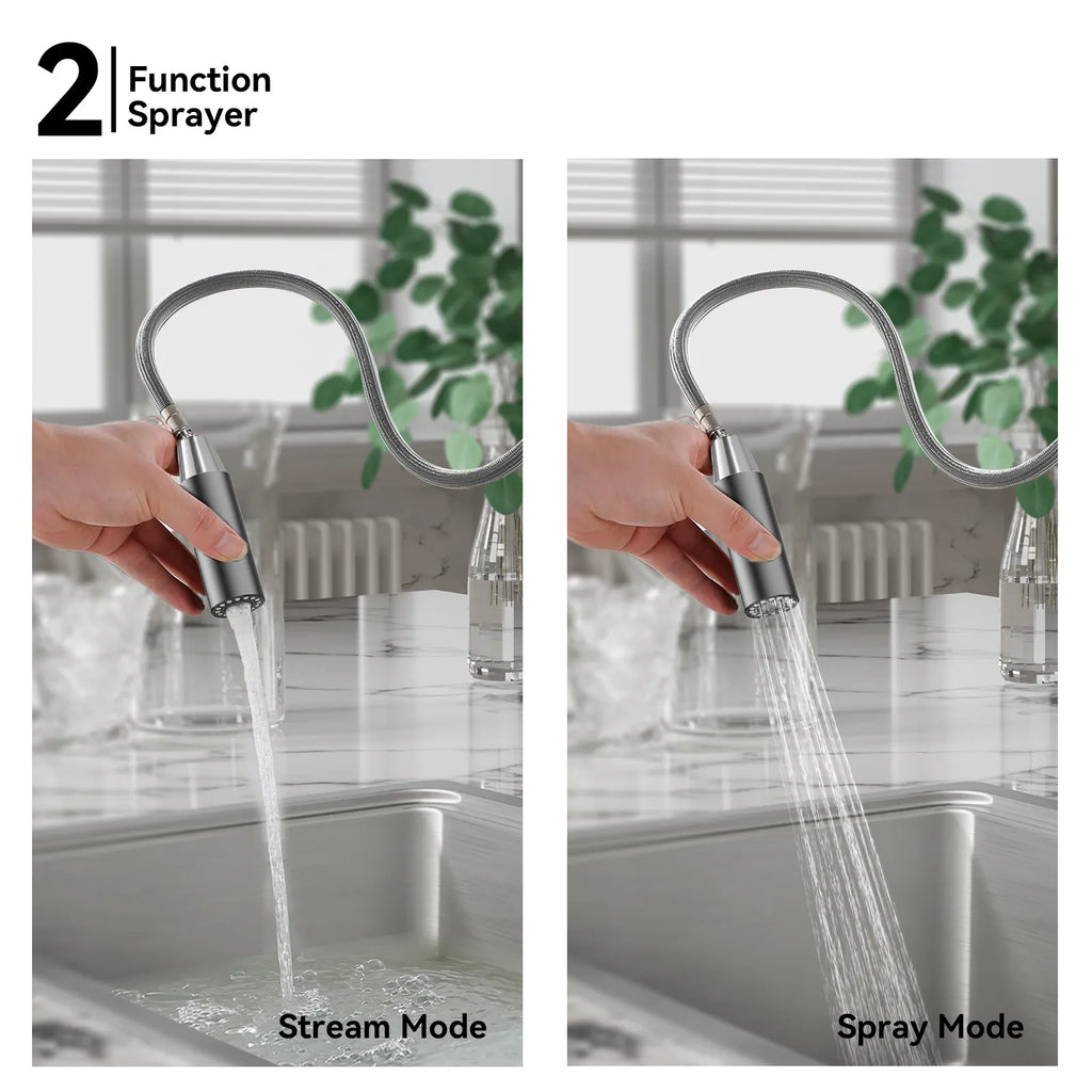 Commercial Style Pull-Down Kitchen Faucet – Dual-Function Spring Spray – KFB1053