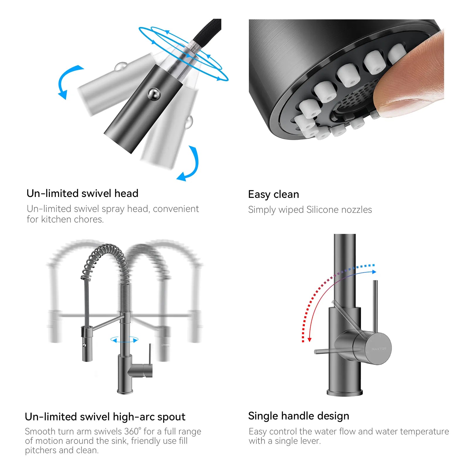 Commercial Style Pull-Down Kitchen Faucet – Dual-Function Spring Spray – KFB1053