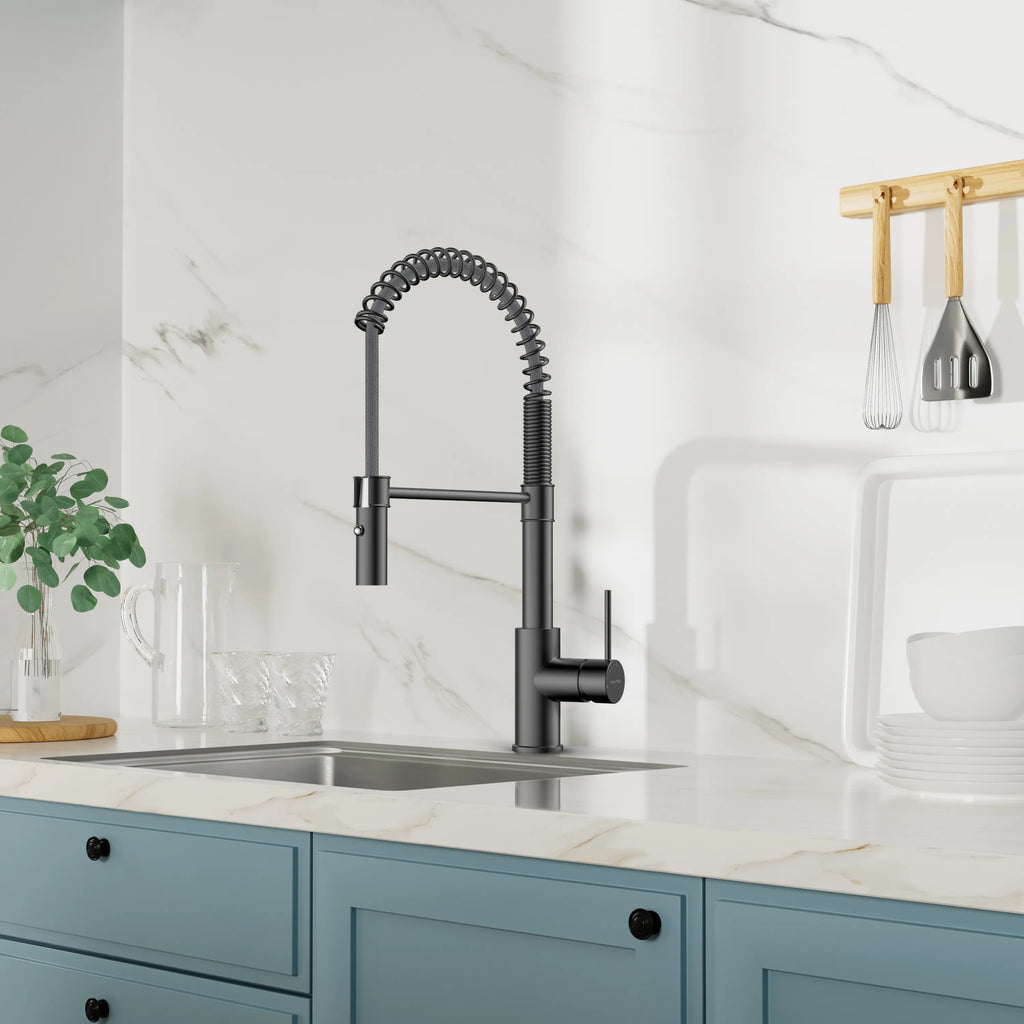 Commercial Style Pull-Down Kitchen Faucet – Dual-Function Spring Spray – KFB1053