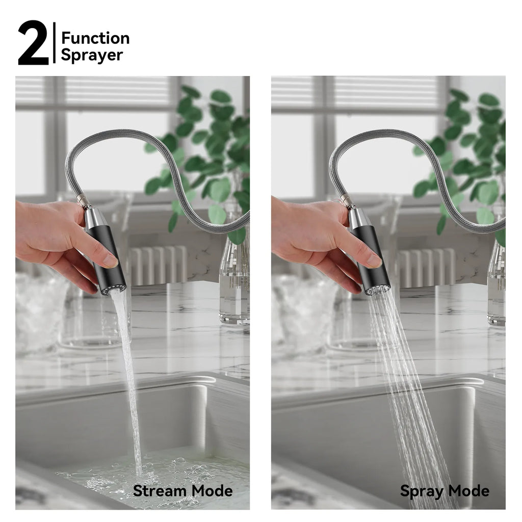 Commercial Style Pull-Down Kitchen Faucet – Dual-Function Spring Spray – KFB1053
