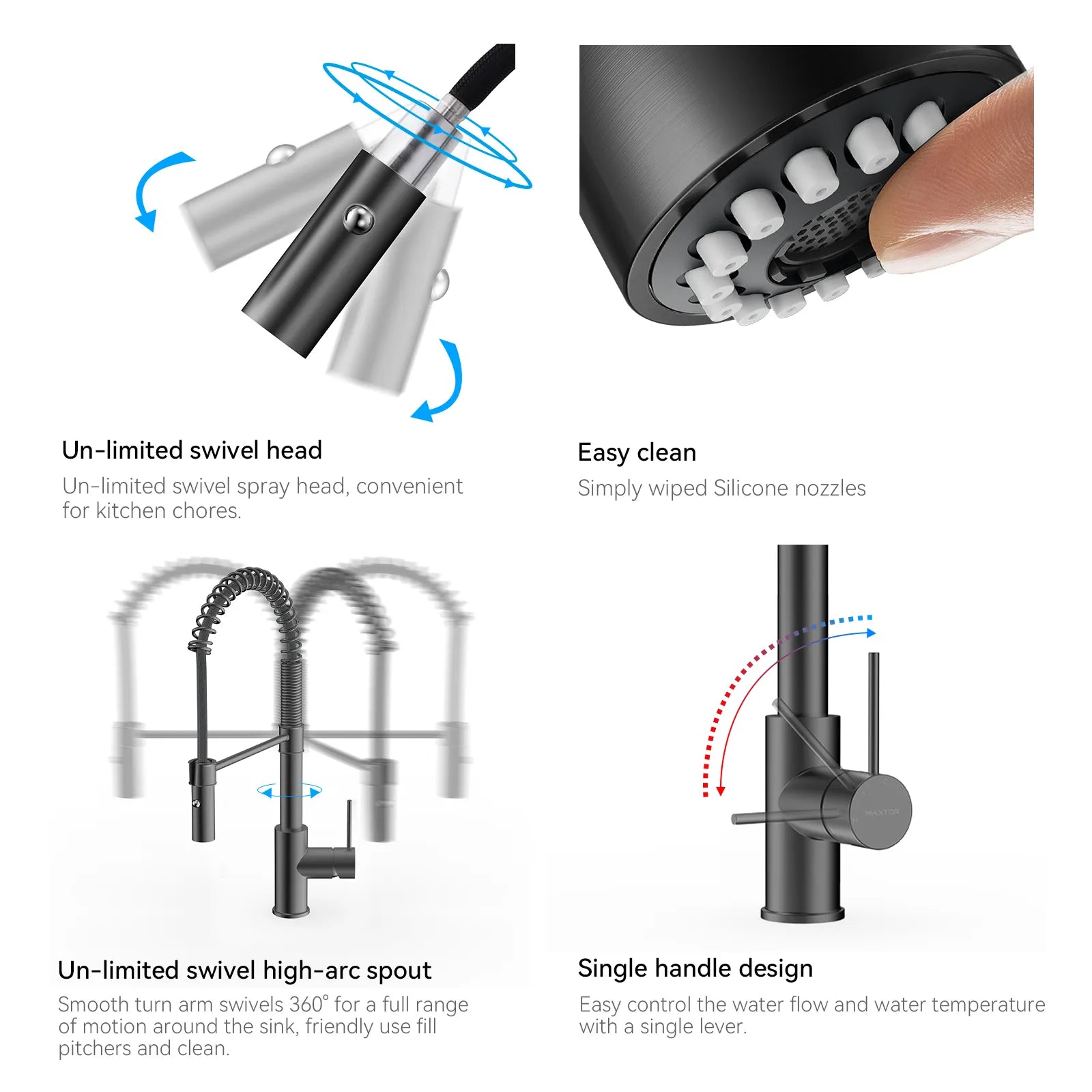 Commercial Style Pull-Down Kitchen Faucet – Dual-Function Spring Spray – KFB1053