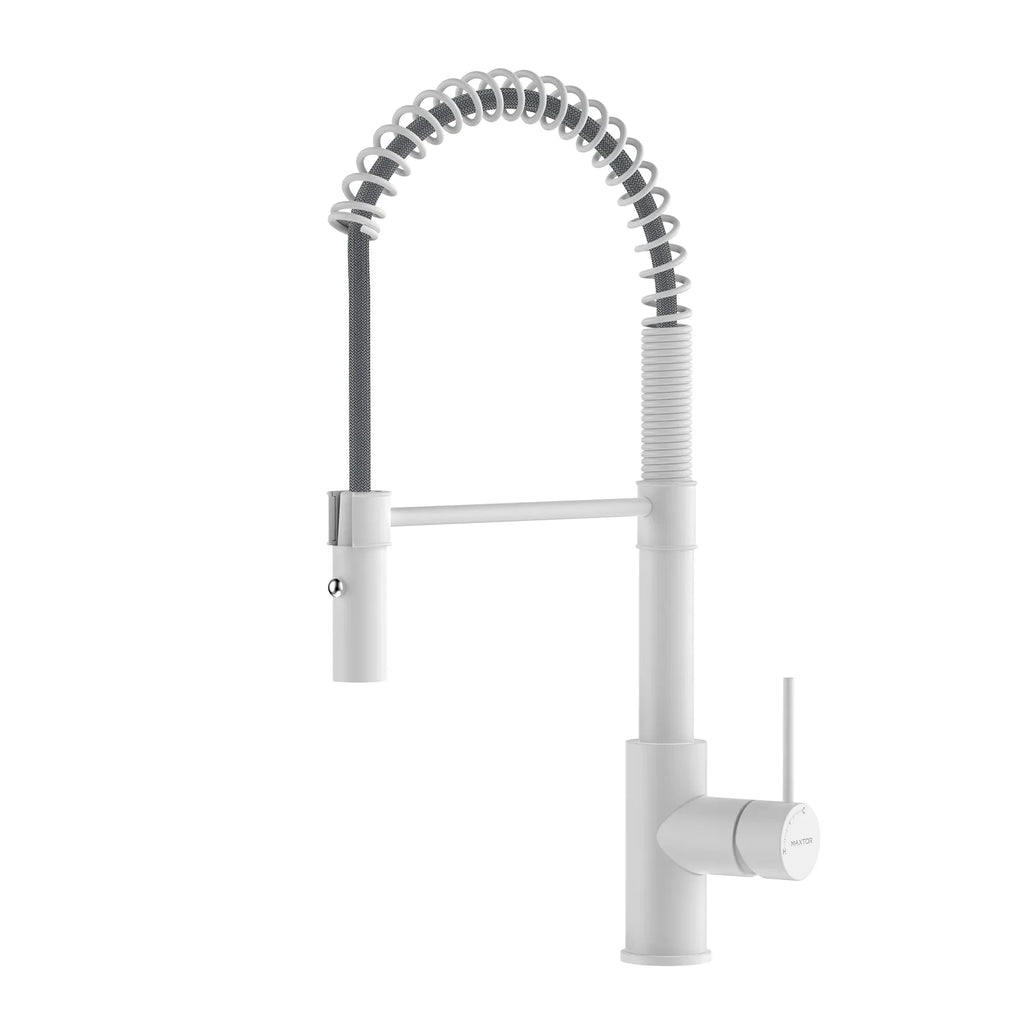 Commercial Style Pull-Down Kitchen Faucet – Dual-Function Spring Spray – KFB1053 Matte White