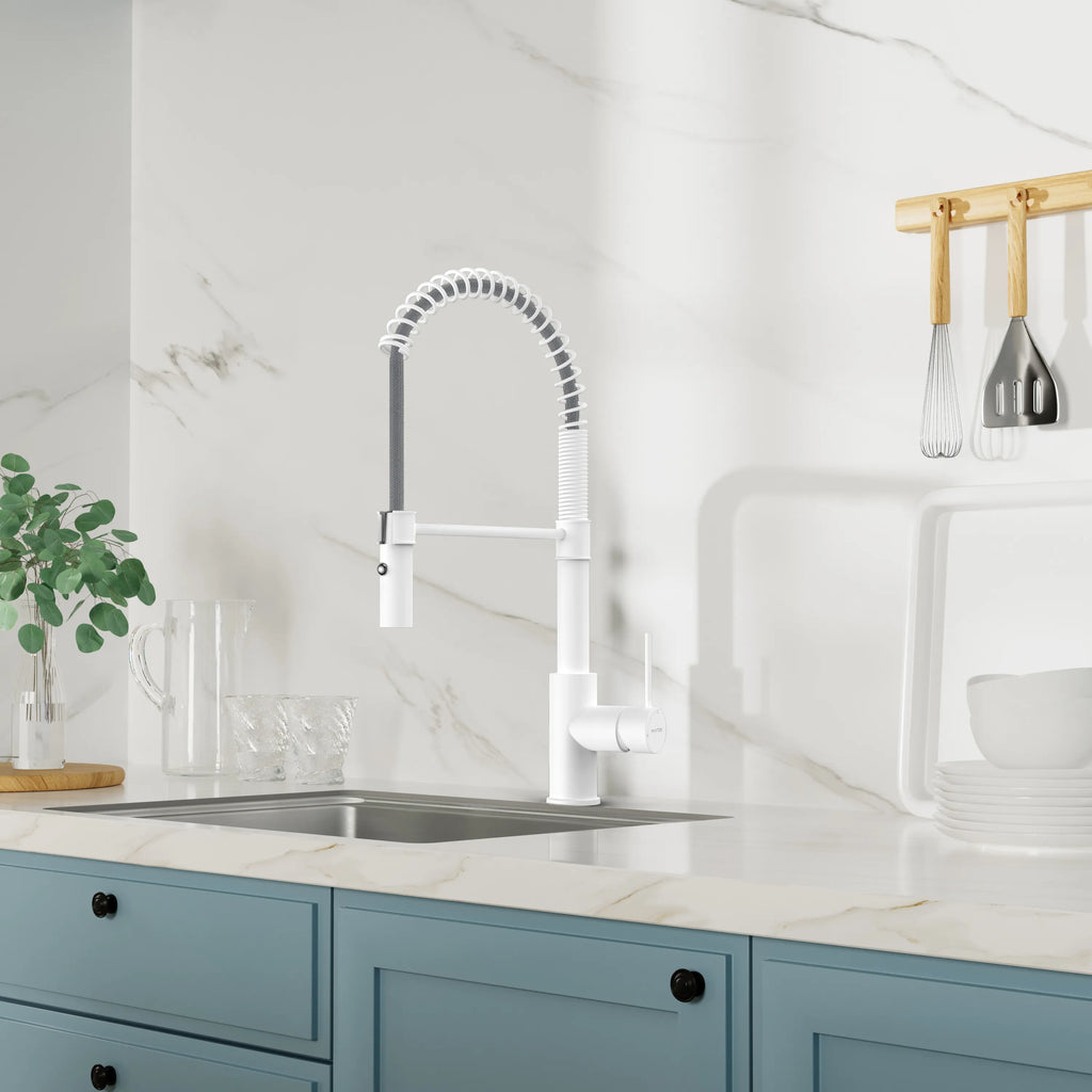 Commercial Style Pull-Down Kitchen Faucet – Dual-Function Spring Spray – KFB1053