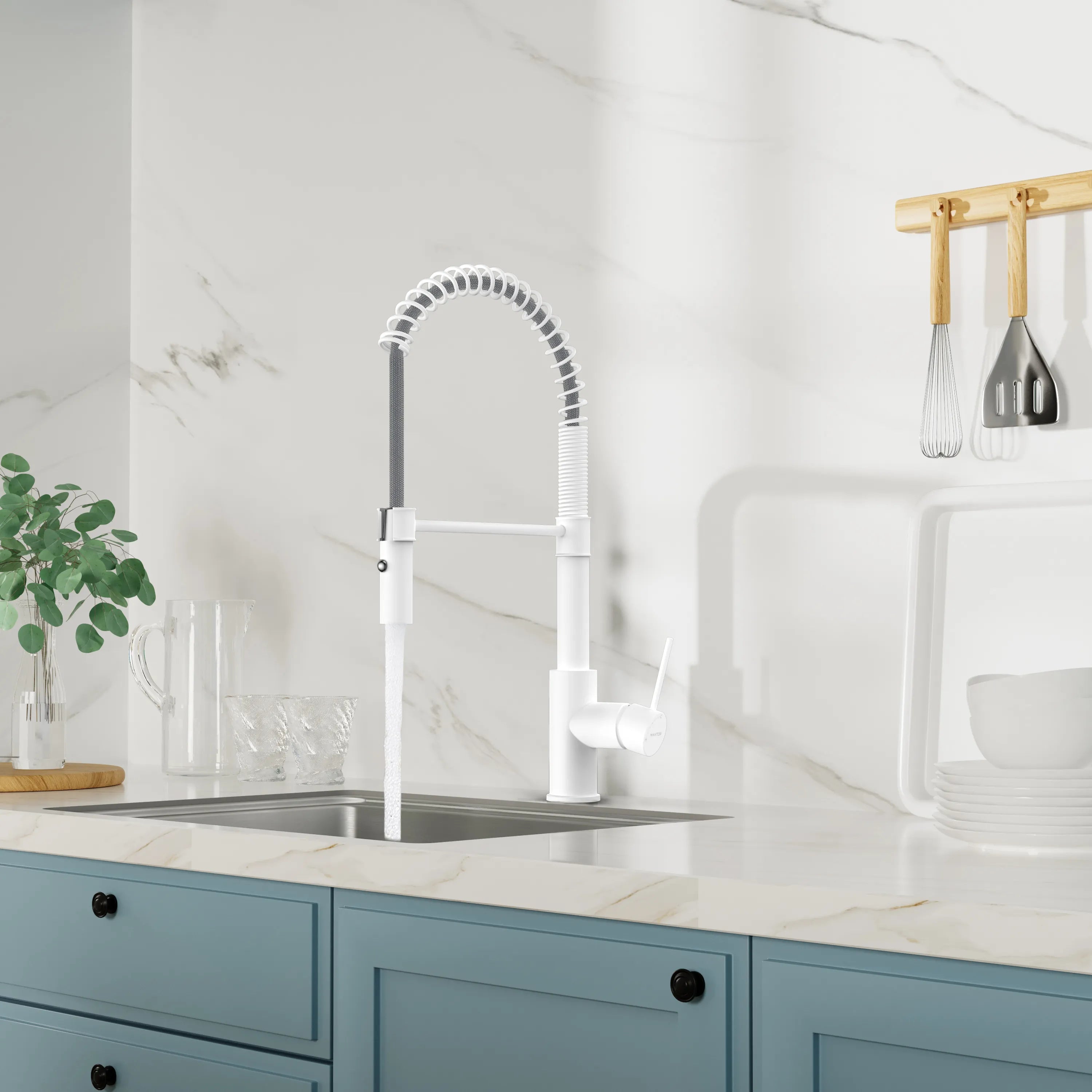 Commercial Style Pull-Down Kitchen Faucet – Dual-Function Spring Spray – KFB1053