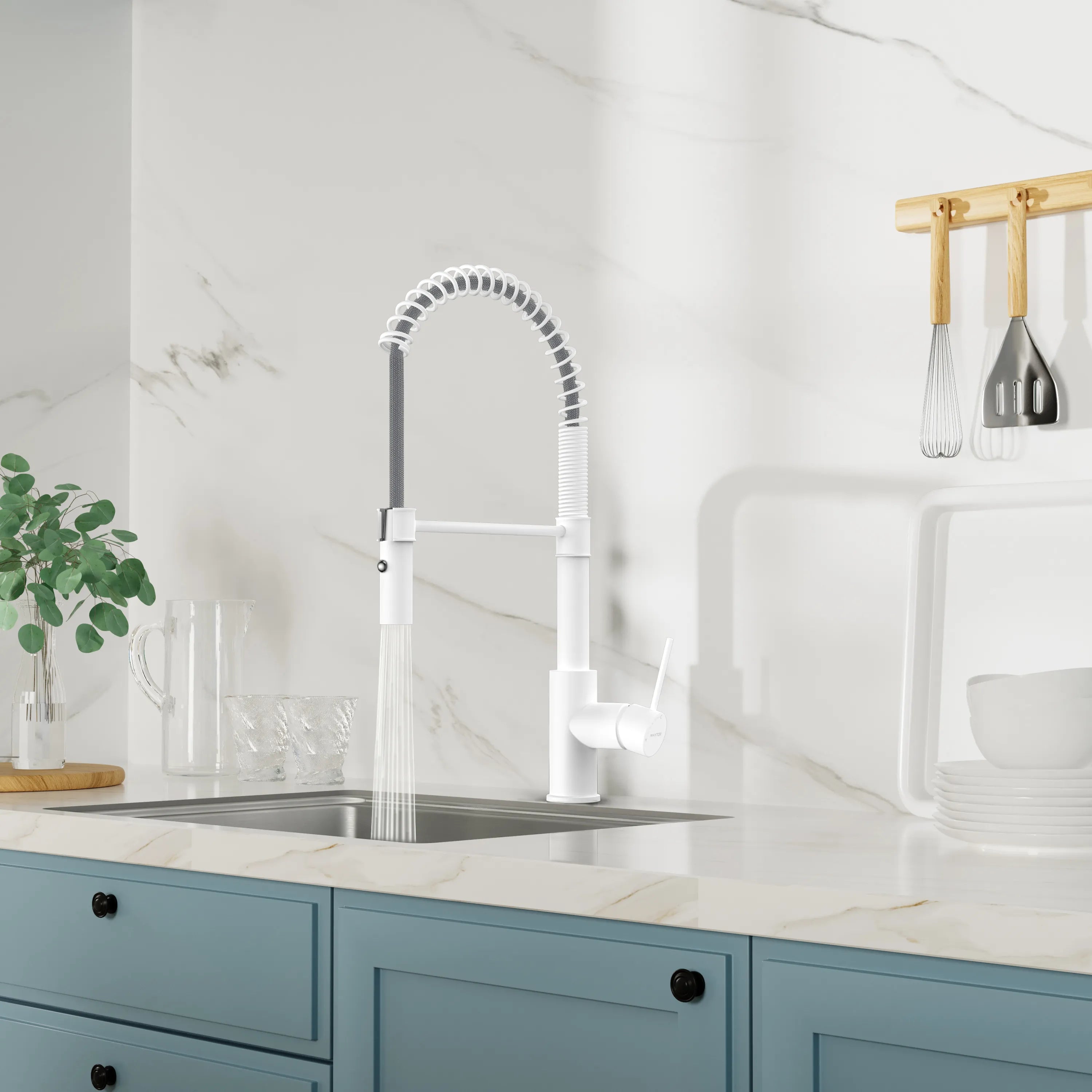 Commercial Style Pull-Down Kitchen Faucet – Dual-Function Spring Spray – KFB1053