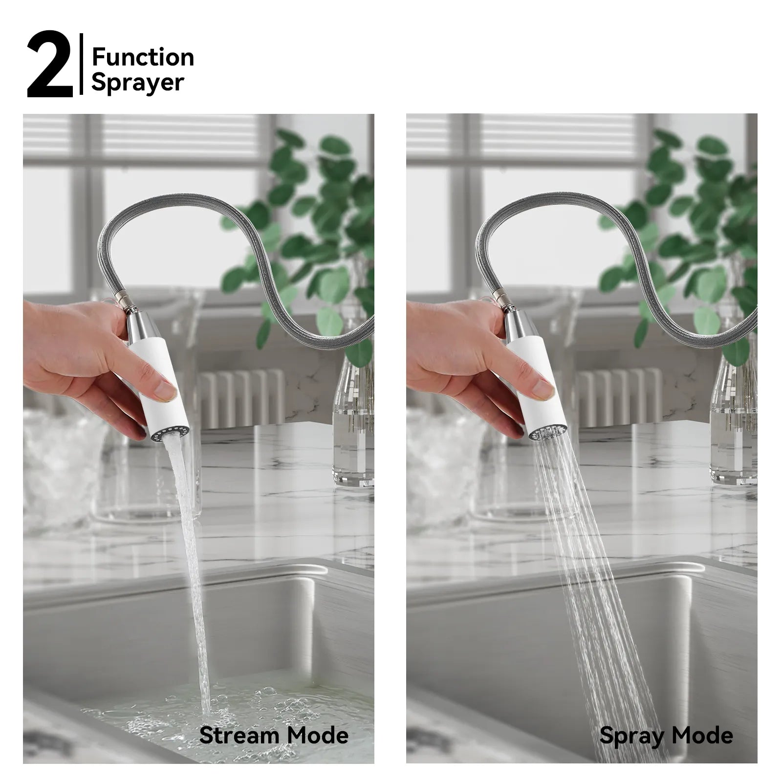 Commercial Style Pull-Down Kitchen Faucet – Dual-Function Spring Spray – KFB1053