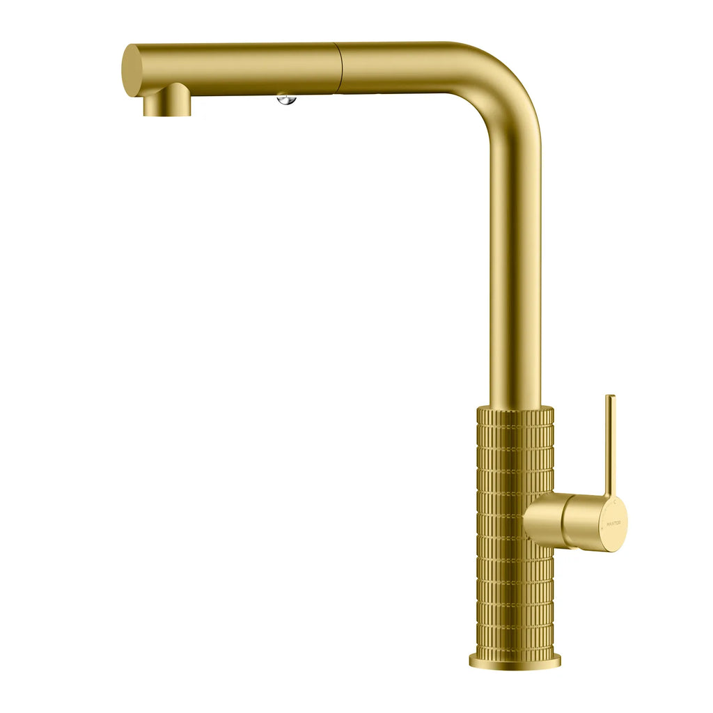 Knurled Pull-Out Kitchen Faucet – Dual-Function Spray – KFB1058A Brushed Gold