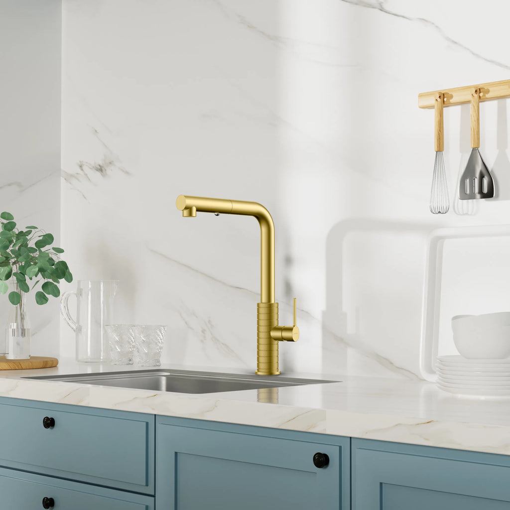 Knurled Pull-Out Kitchen Faucet – Dual-Function Spray – KFB1058A