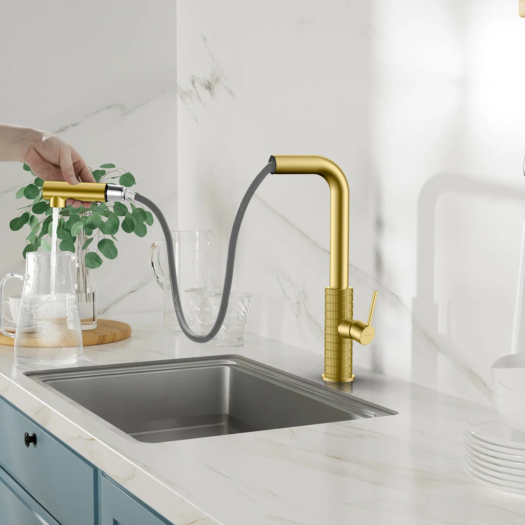 Knurled Pull-Out Kitchen Faucet – Dual-Function Spray – KFB1058A