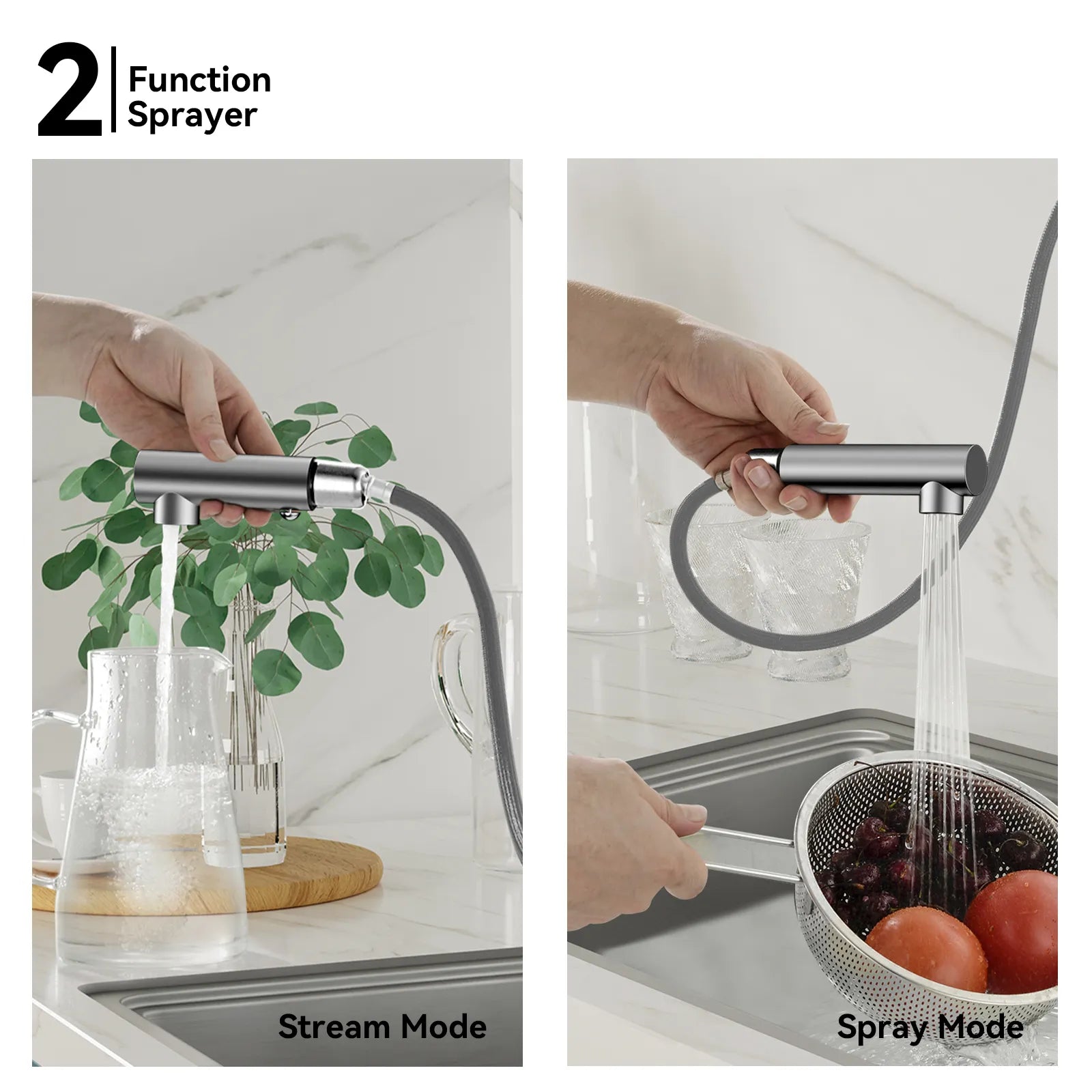 Knurled Pull-Out Kitchen Faucet – Dual-Function Spray – KFB1058A