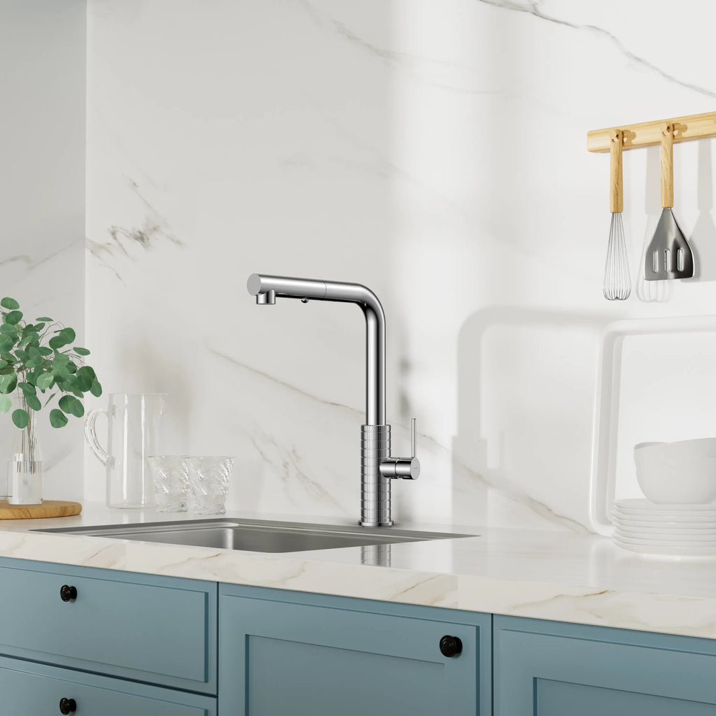 Knurled Pull-Out Kitchen Faucet – Dual-Function Spray – KFB1058A