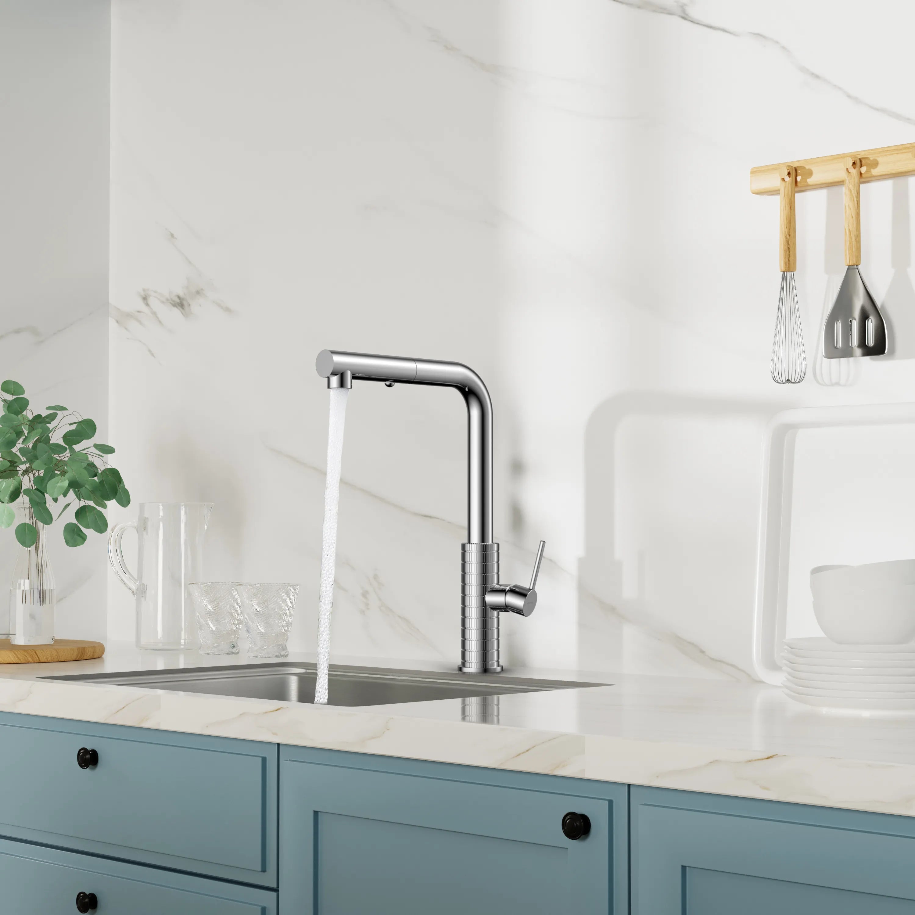 Knurled Pull-Out Kitchen Faucet – Dual-Function Spray – KFB1058A