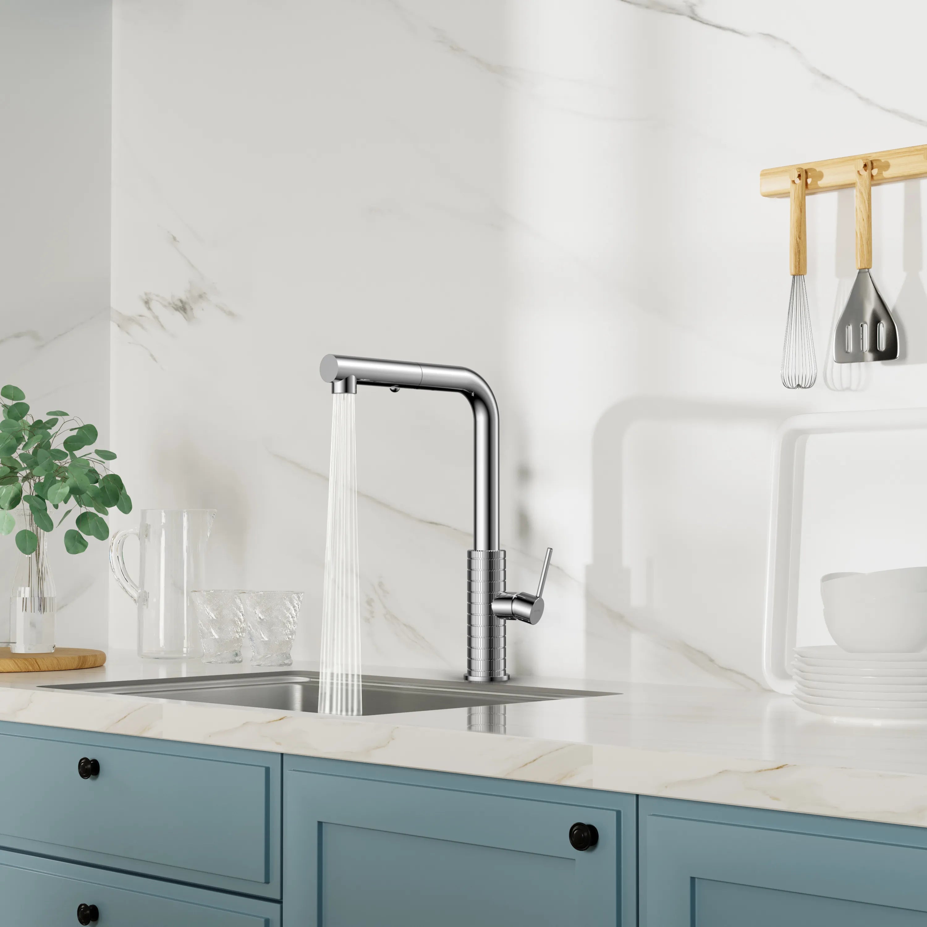 Knurled Pull-Out Kitchen Faucet – Dual-Function Spray – KFB1058A