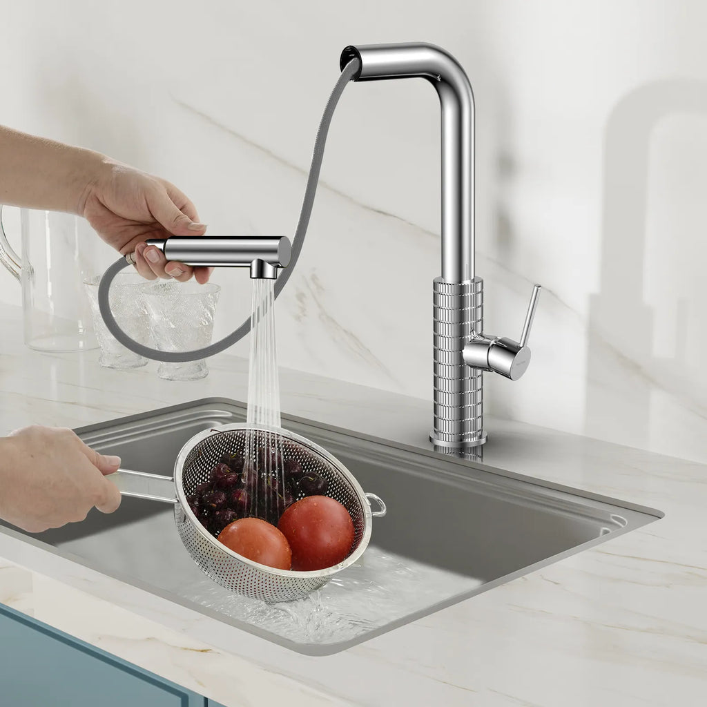 Knurled Pull-Out Kitchen Faucet – Dual-Function Spray – KFB1058A