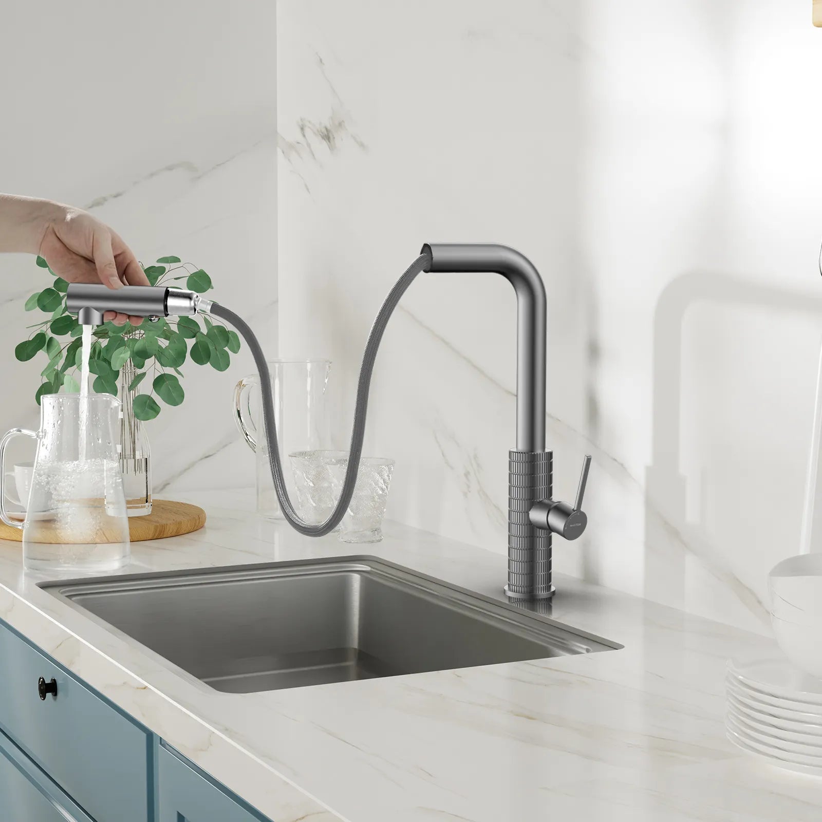 Knurled Pull-Out Kitchen Faucet – Dual-Function Spray – KFB1058A