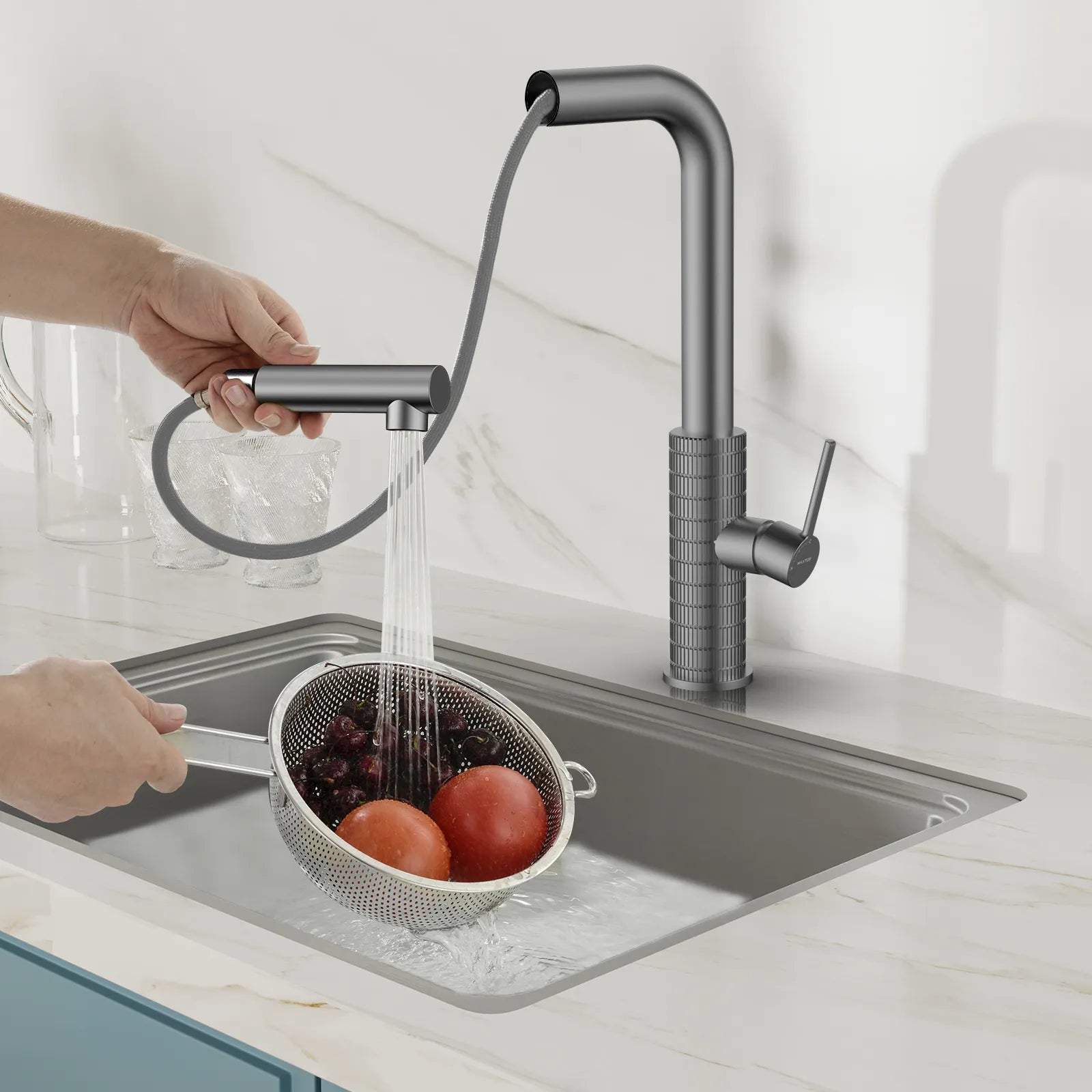 Knurled Pull-Out Kitchen Faucet – Dual-Function Spray – KFB1058A