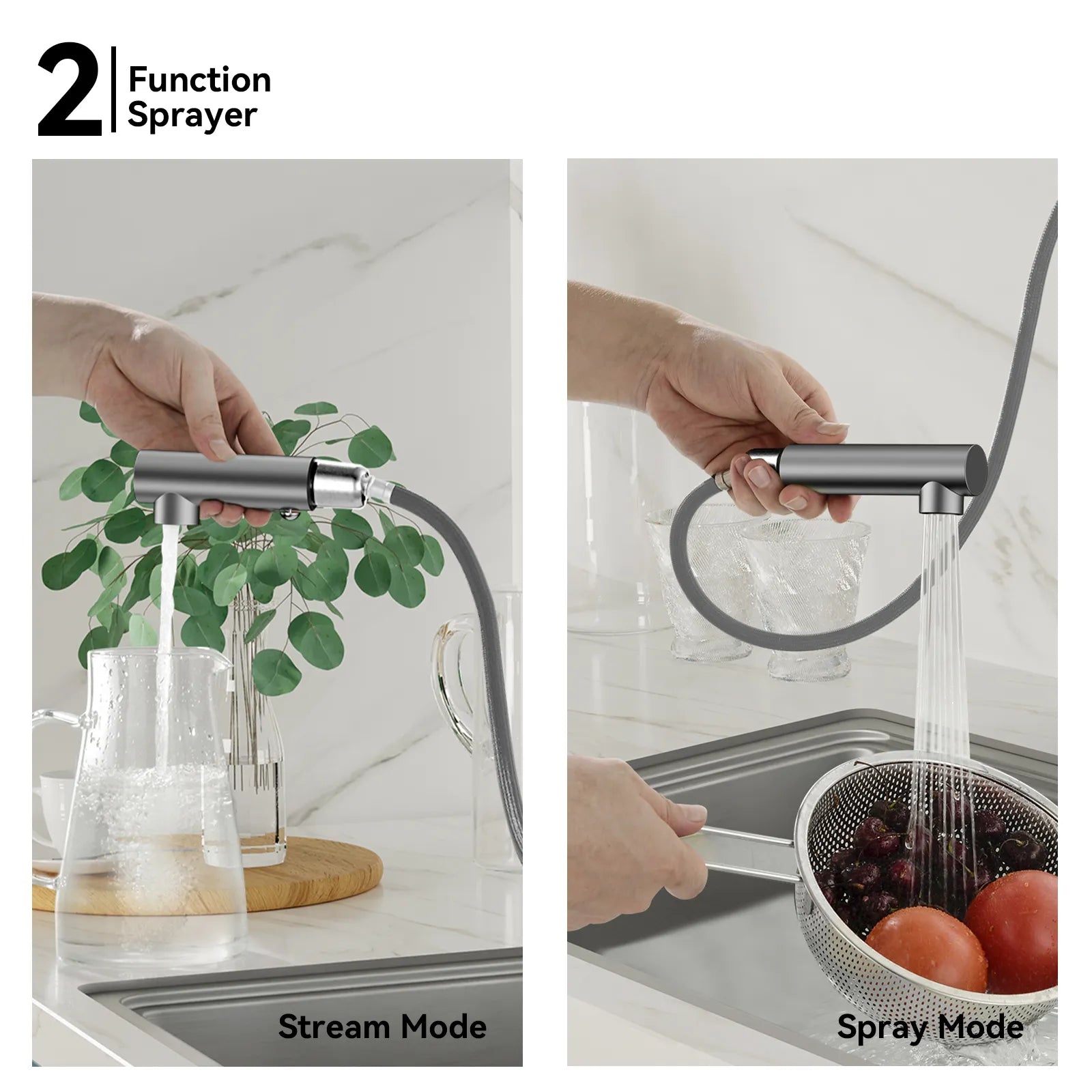 Knurled Pull-Out Kitchen Faucet – Dual-Function Spray – KFB1058A