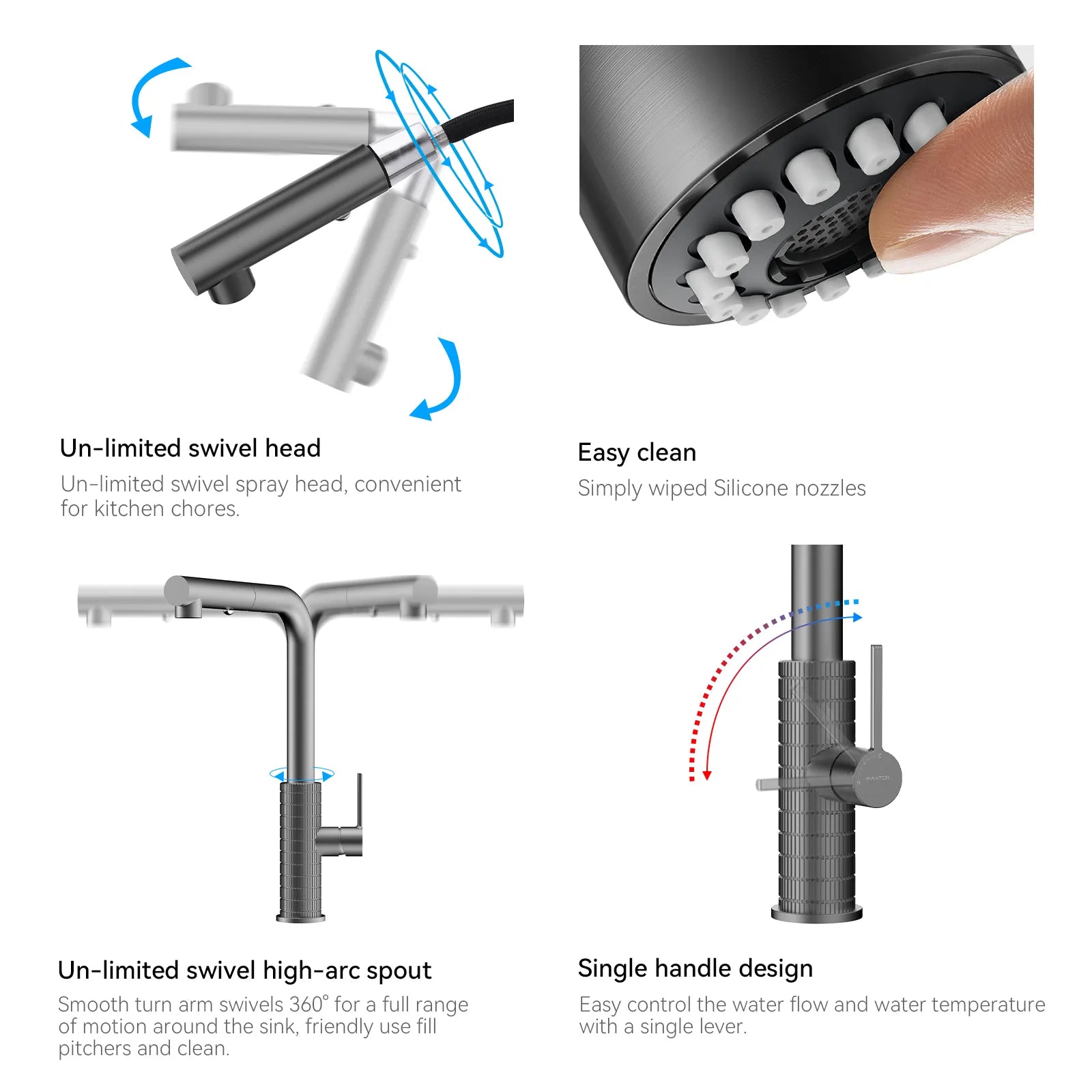 Knurled Pull-Out Kitchen Faucet – Dual-Function Spray – KFB1058A