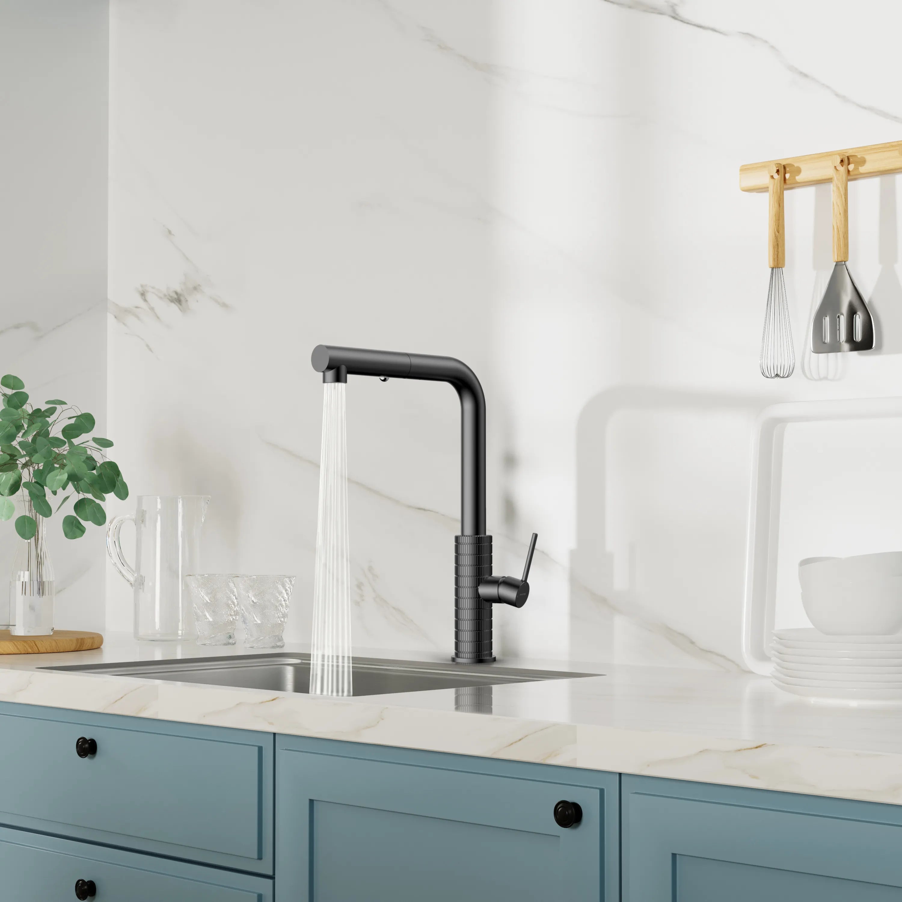 Knurled Pull-Out Kitchen Faucet – Dual-Function Spray – KFB1058A