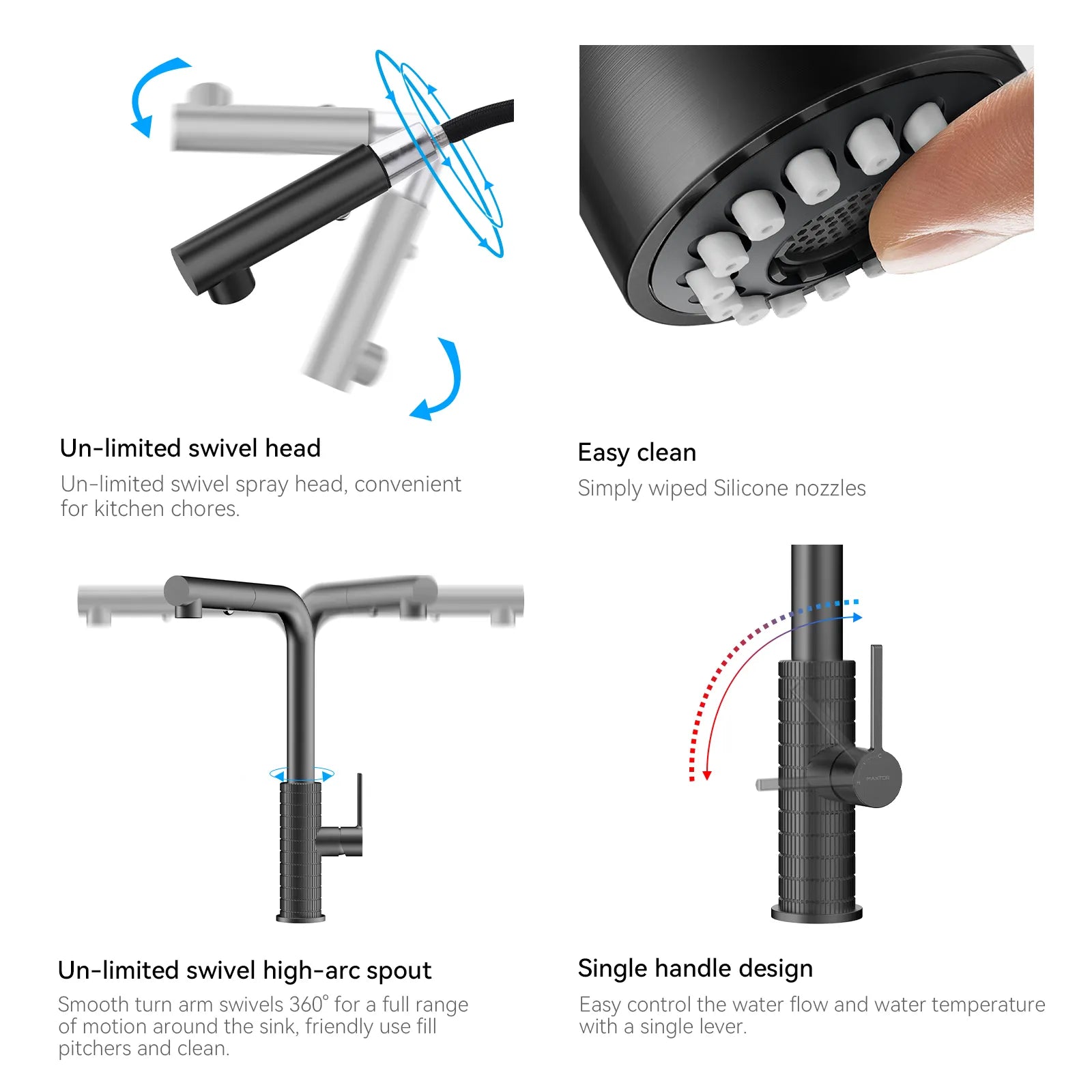 Knurled Pull-Out Kitchen Faucet – Dual-Function Spray – KFB1058A