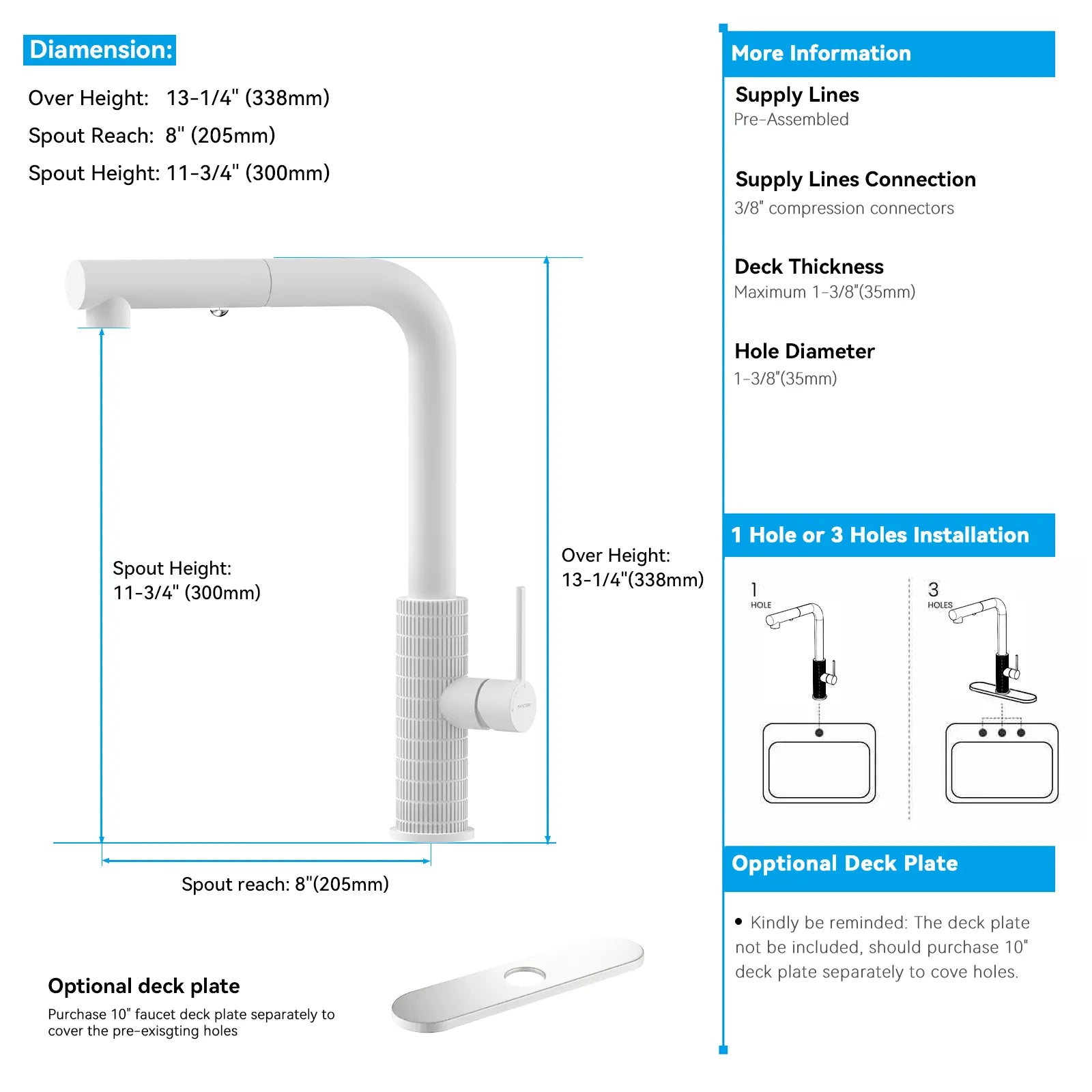 Knurled Pull-Out Kitchen Faucet – Dual-Function Spray – KFB1058A